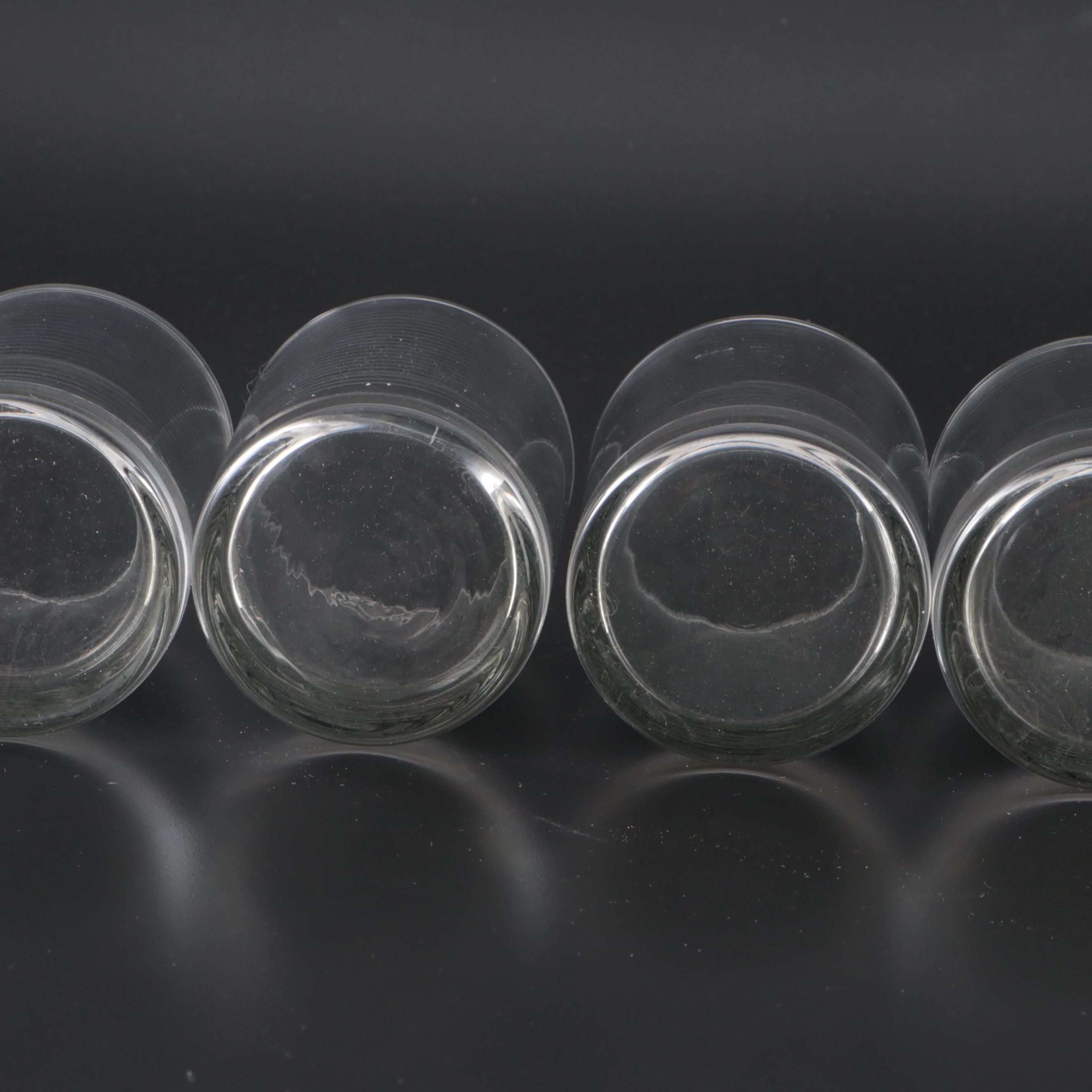 Gold Finish Plastic Ice Bucket with Horizontal Ribbed Glass Lowball Glasses