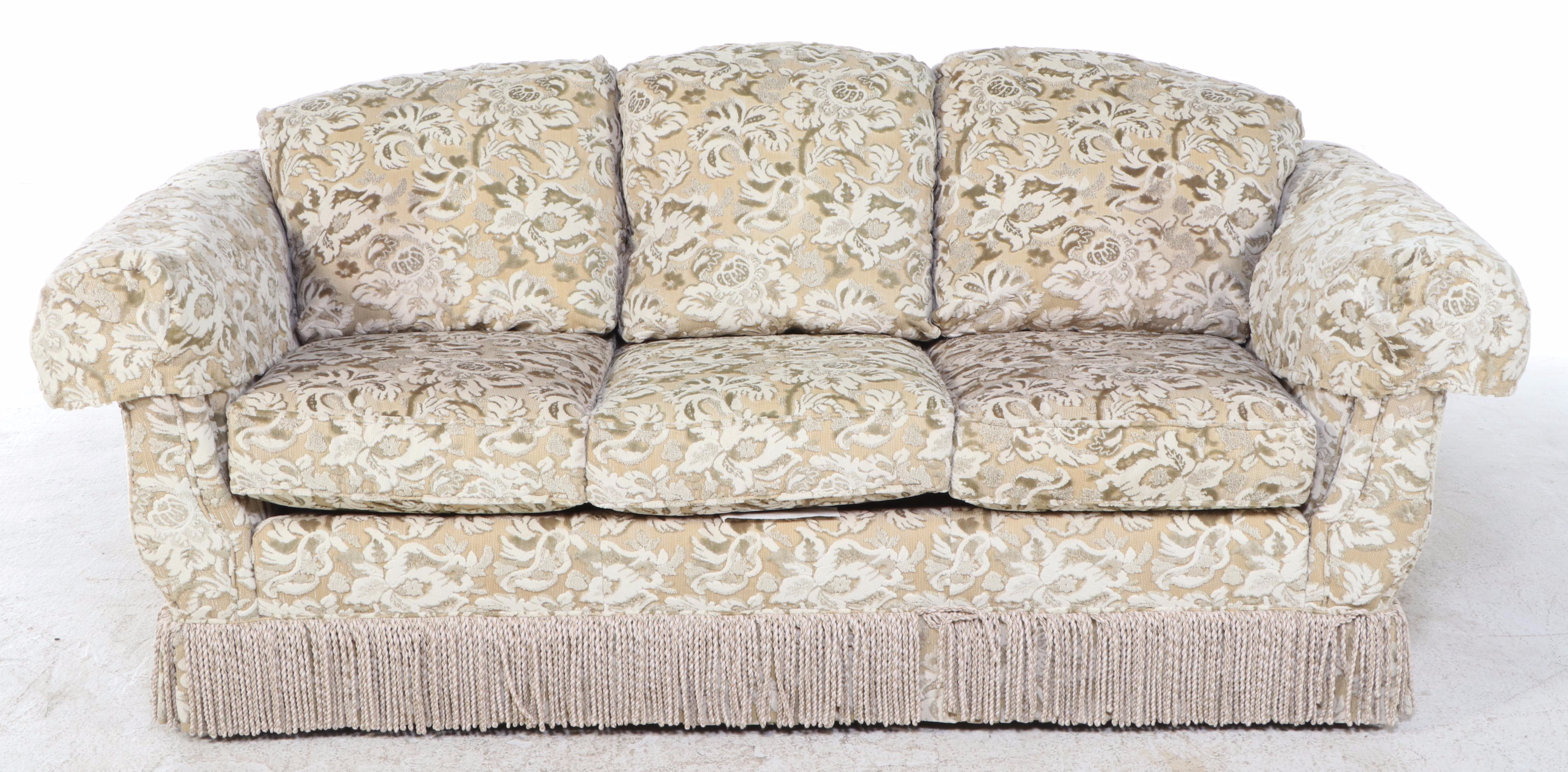 Smith Brothers Chenille Upholstered Sofa with Fringe Skirt, Late 20th Century