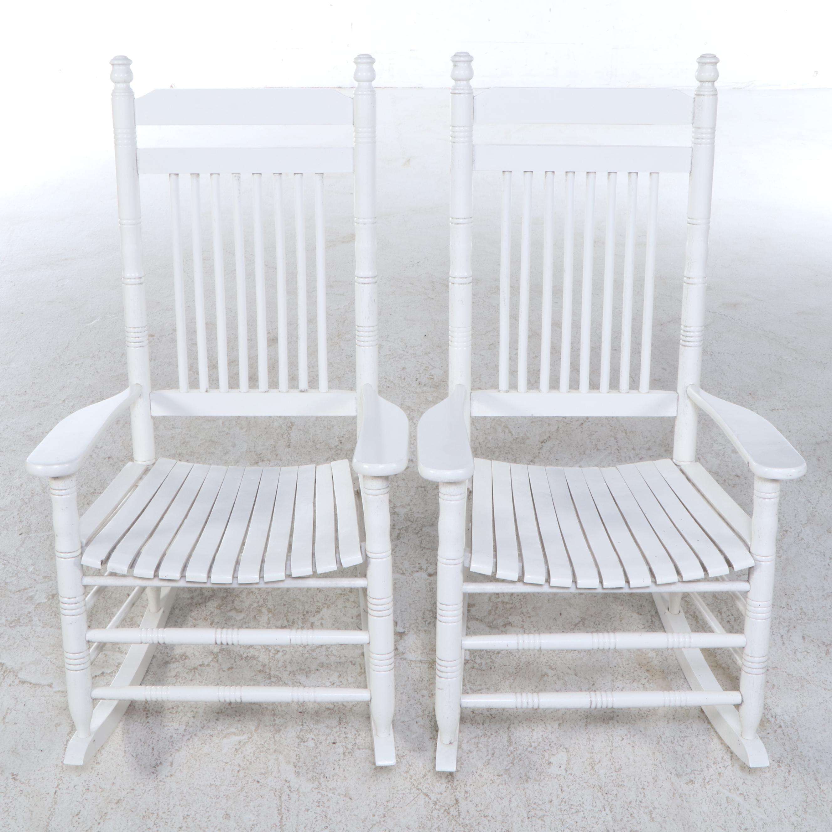 Pair of Cracker Barrel White-Painted Rockers