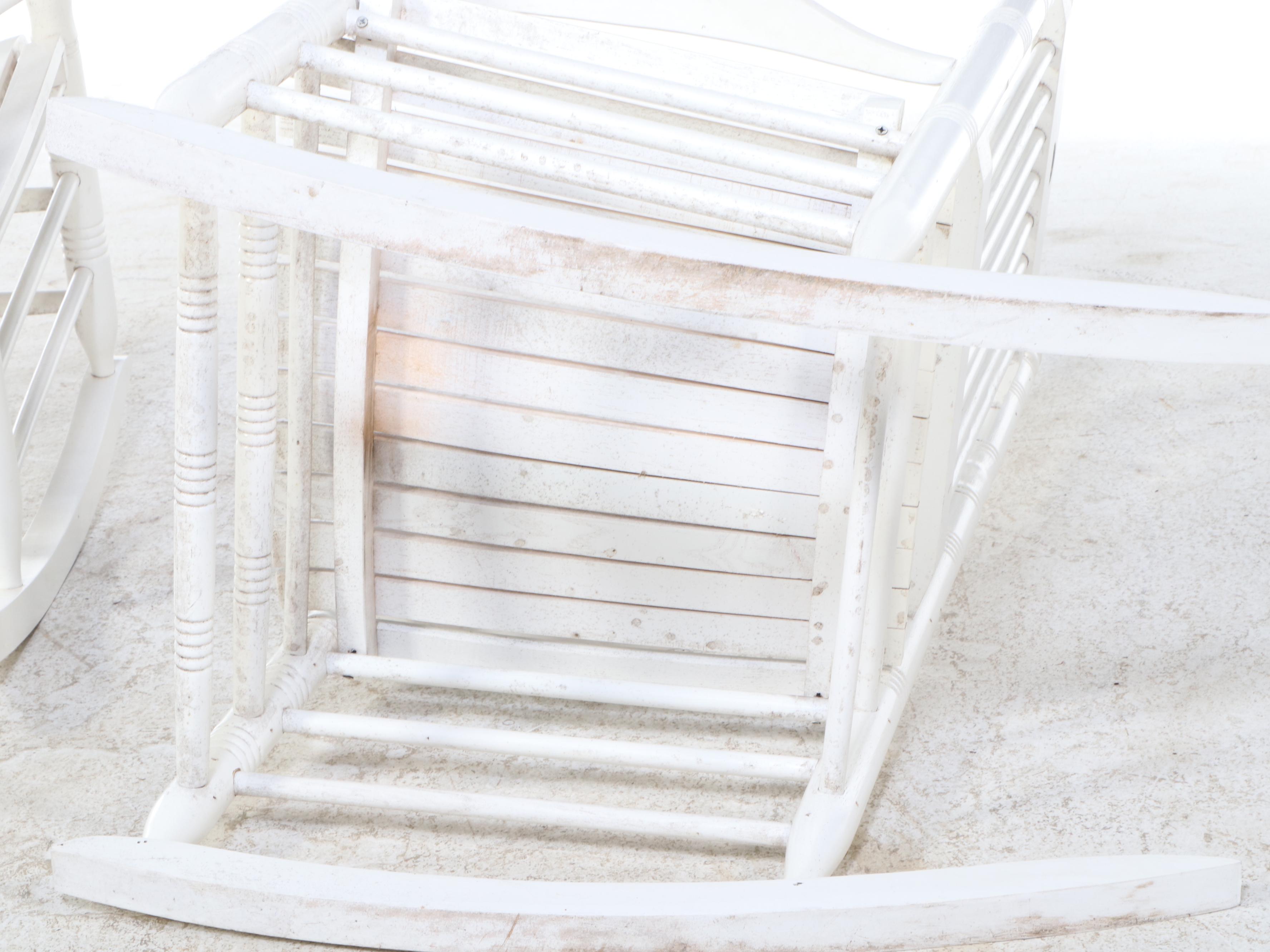 Pair of Cracker Barrel White-Painted Rockers