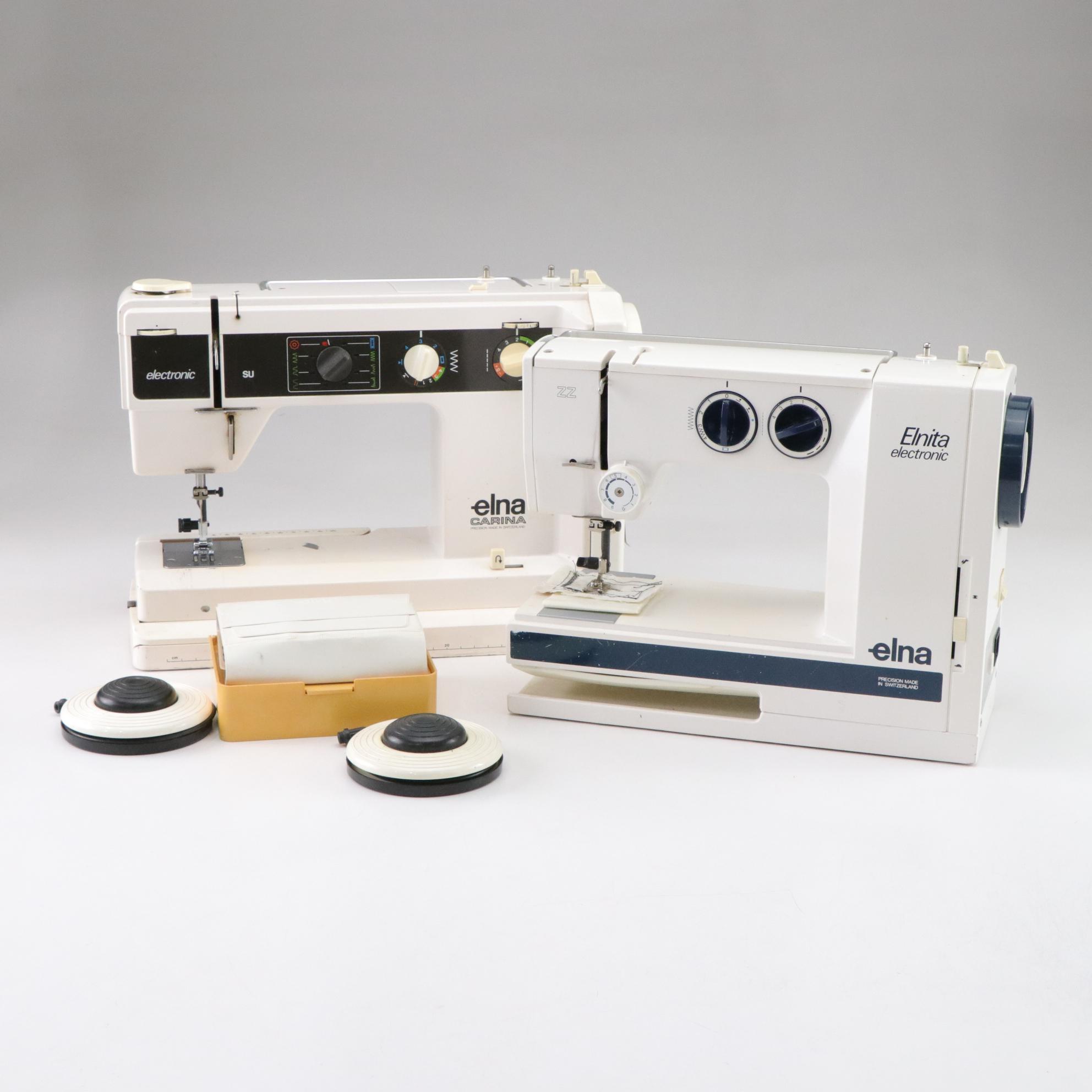 Elna "Carina SU" & "Elnita ZZ" Electric Sewing Machines & Accessories, 1980s