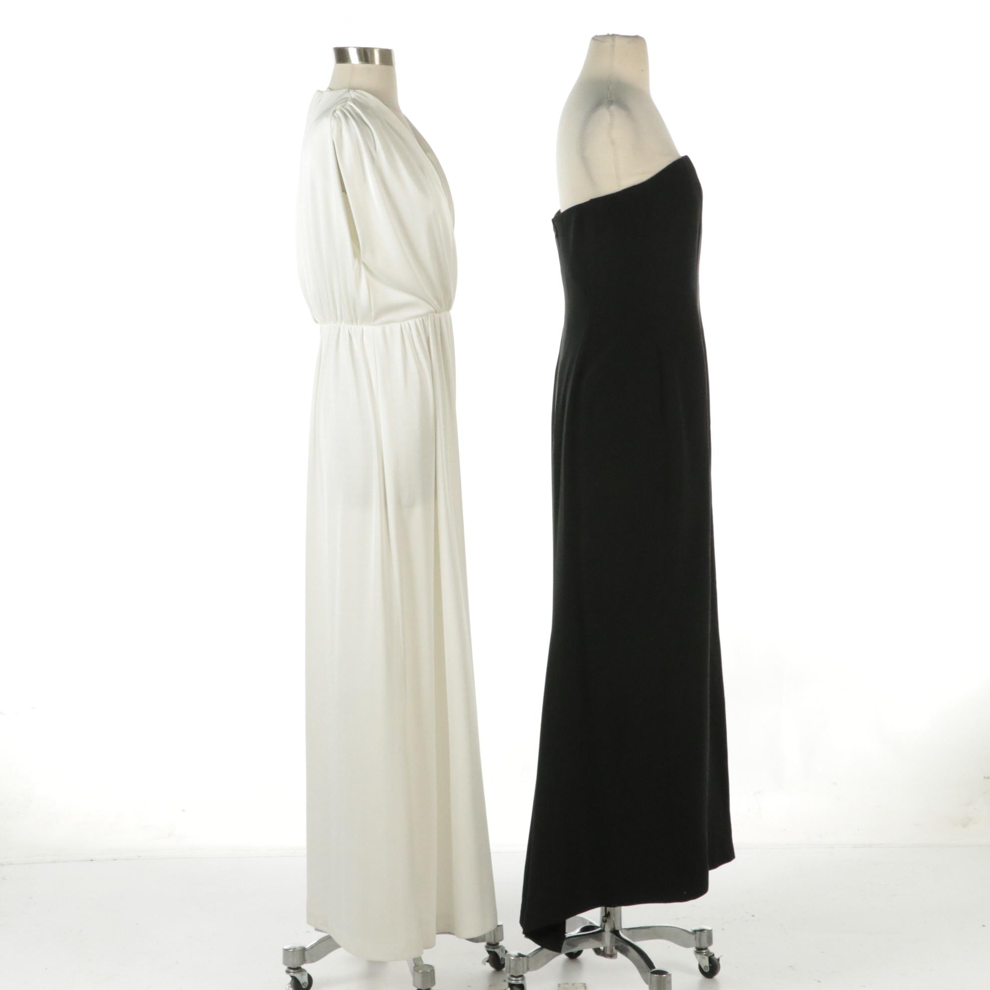 Bill Blass Vintage Strapless Dress and Jeni V-Neck Draped Long Dress