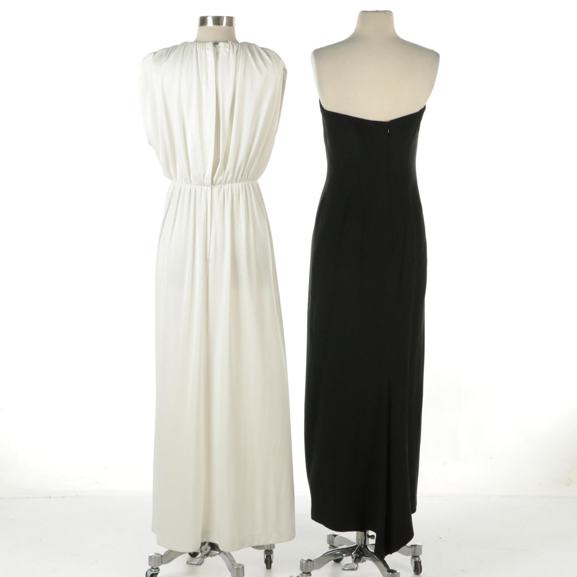 Bill Blass Vintage Strapless Dress and Jeni V-Neck Draped Long Dress