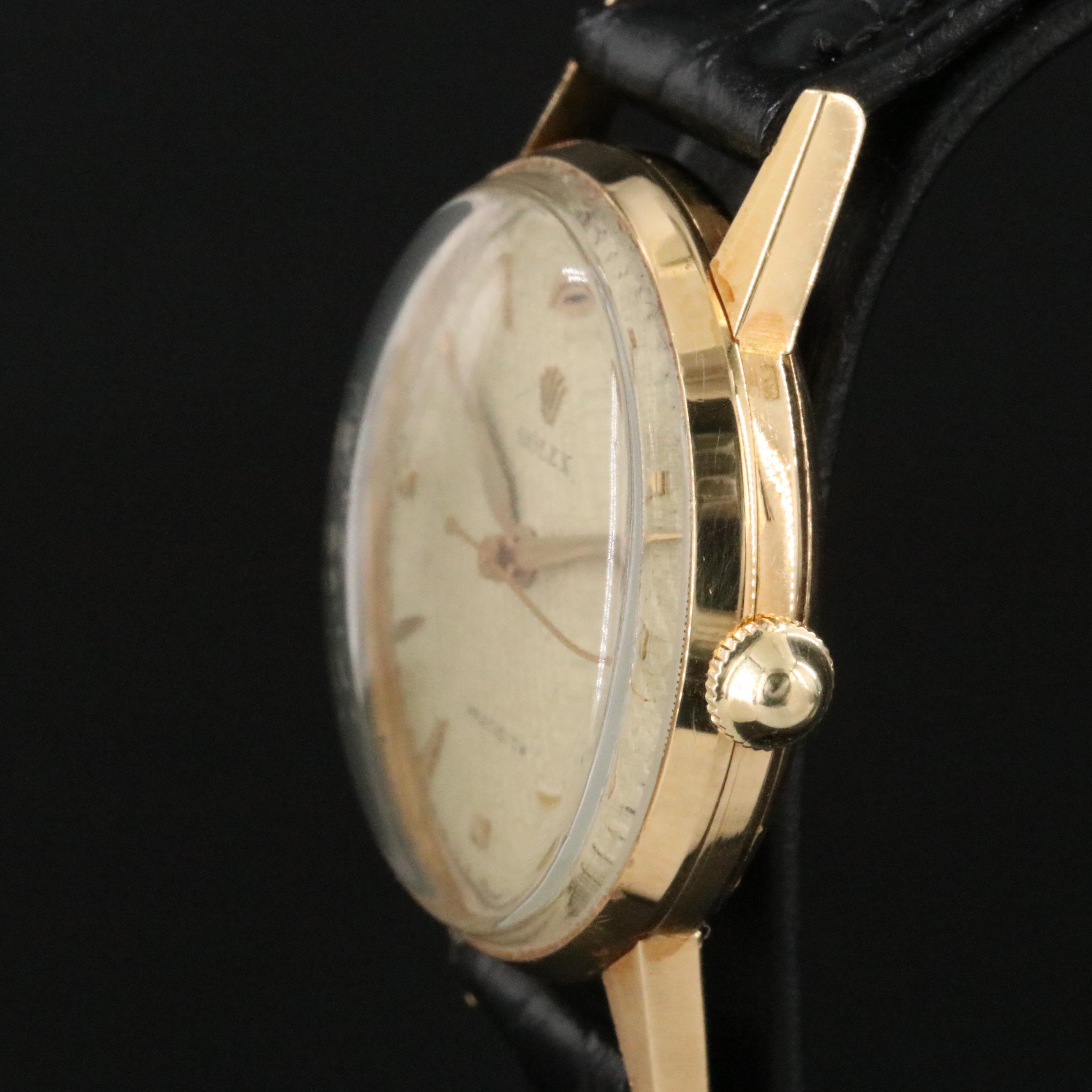 Antique 1951 Rolex 18K Honeycomb Dial Precision Watch