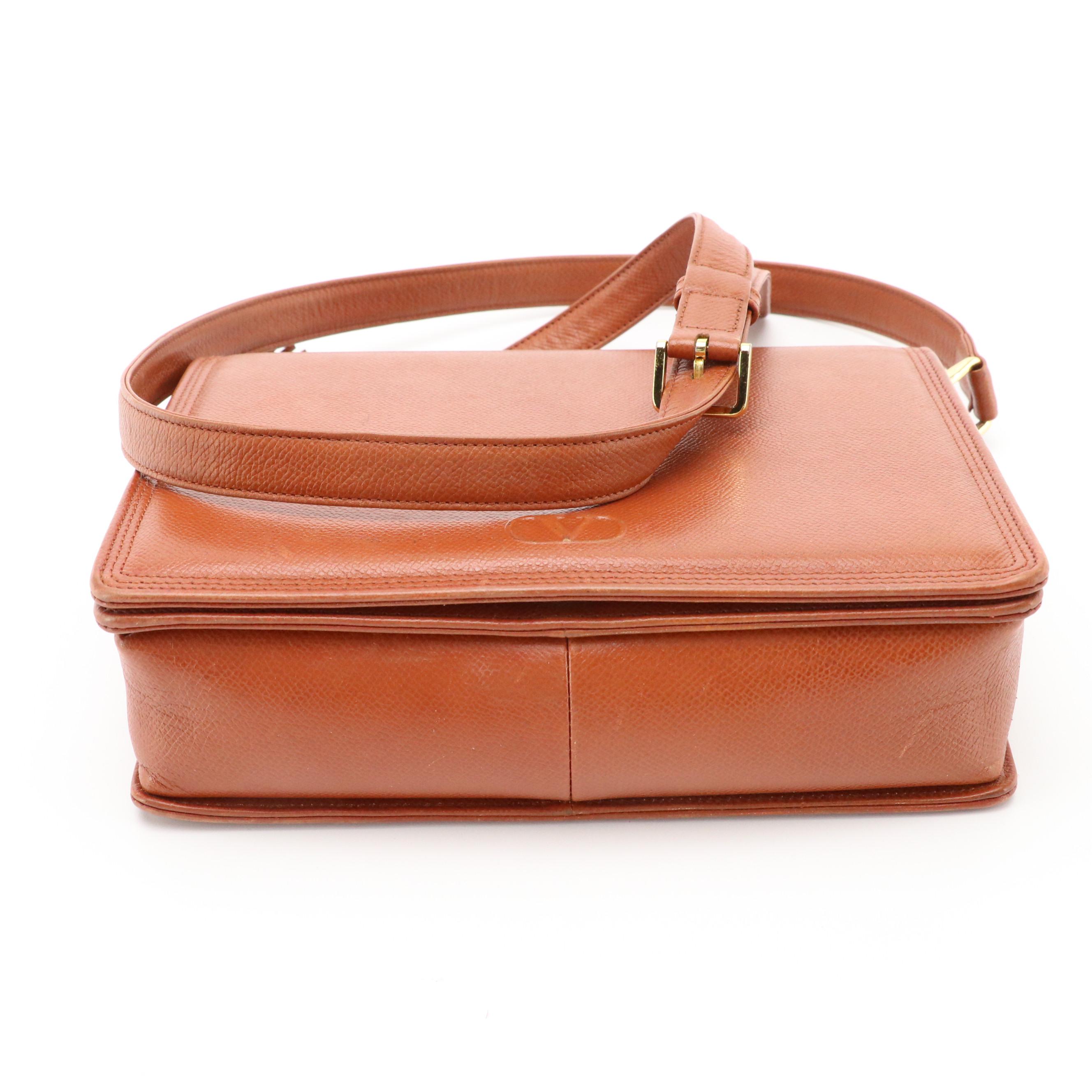 Valentino Garavani Caramel Brown Leather Front-Flap Crossbody Bag with Tassel