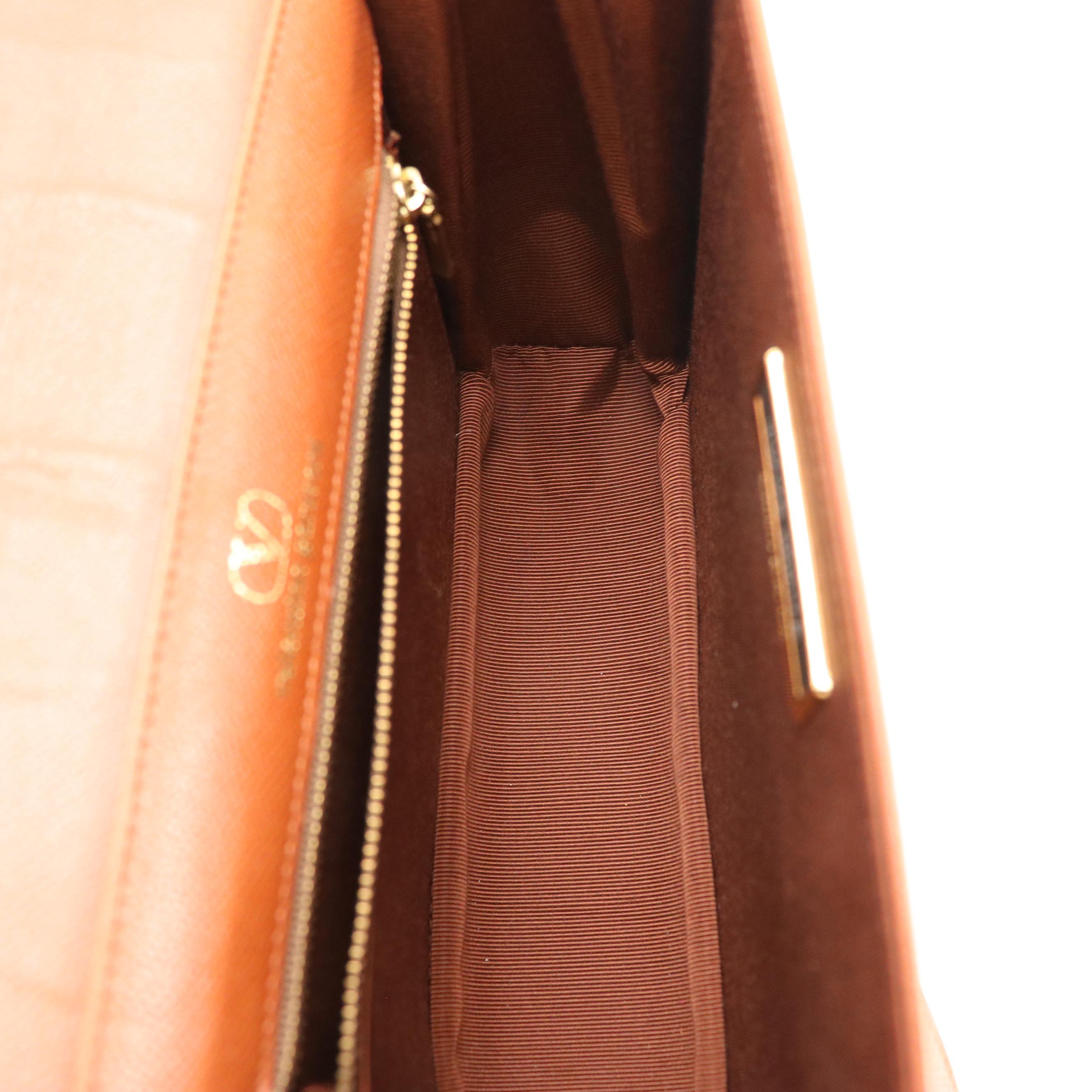 Valentino Garavani Caramel Brown Leather Front-Flap Crossbody Bag with Tassel