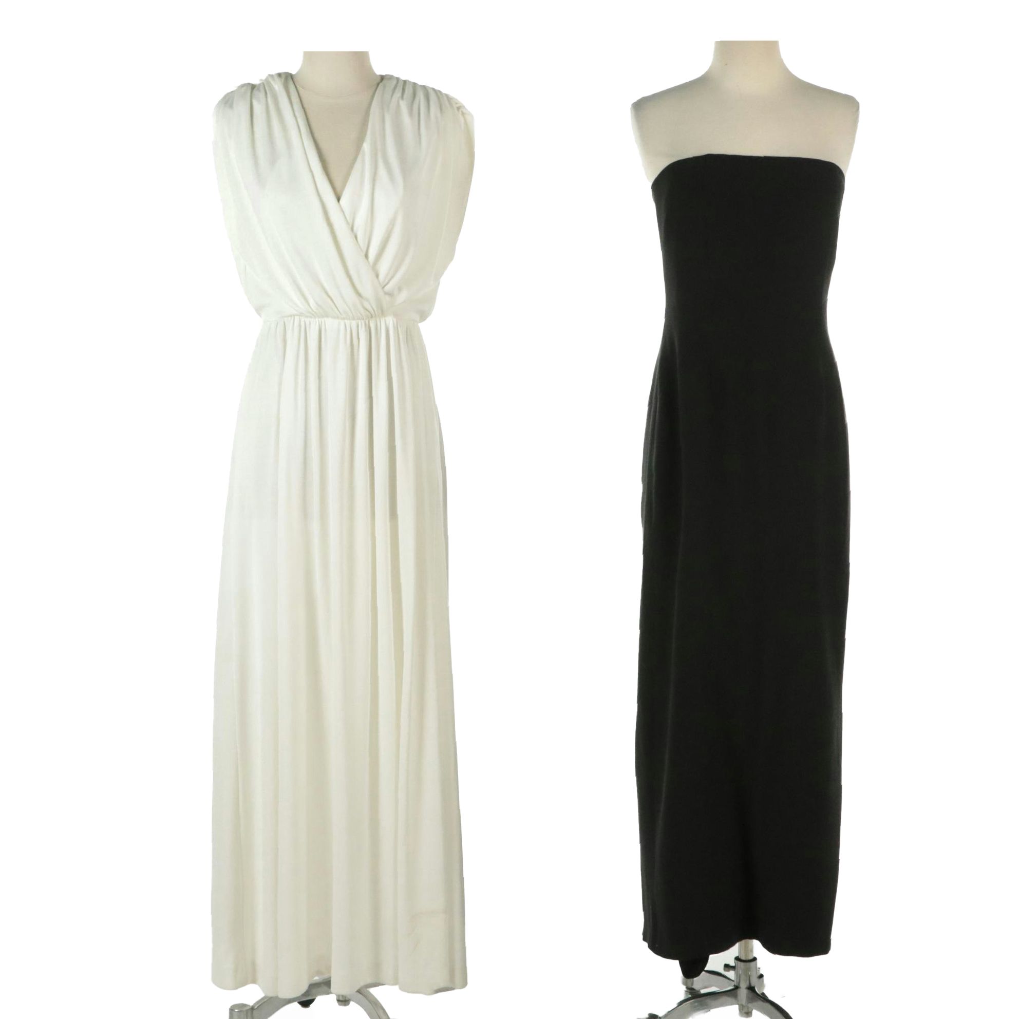 Bill Blass Vintage Strapless Dress and Jeni V-Neck Draped Long Dress