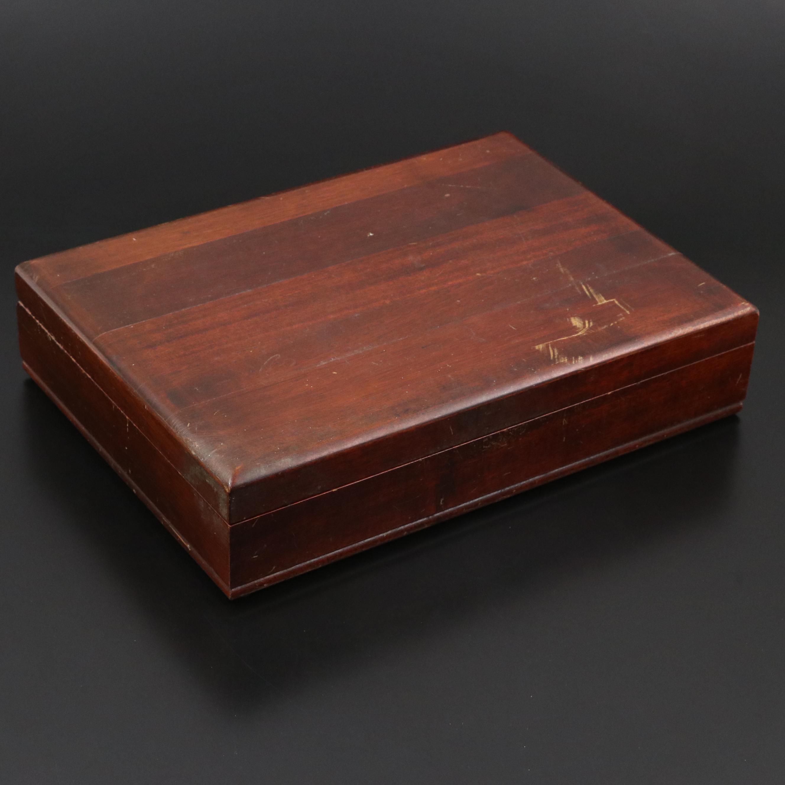 Oneida Heirloom Sterling Silver "Damask Rose" Flatware and Wooden Storage Chest