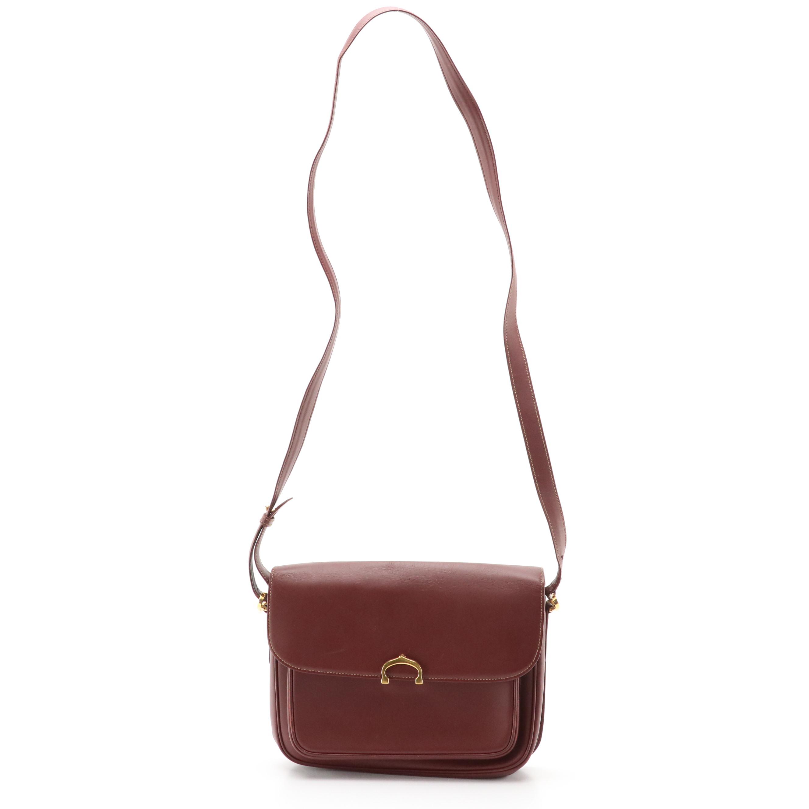 Cartier Front Flap Crossbody Bag in Burgundy Leather