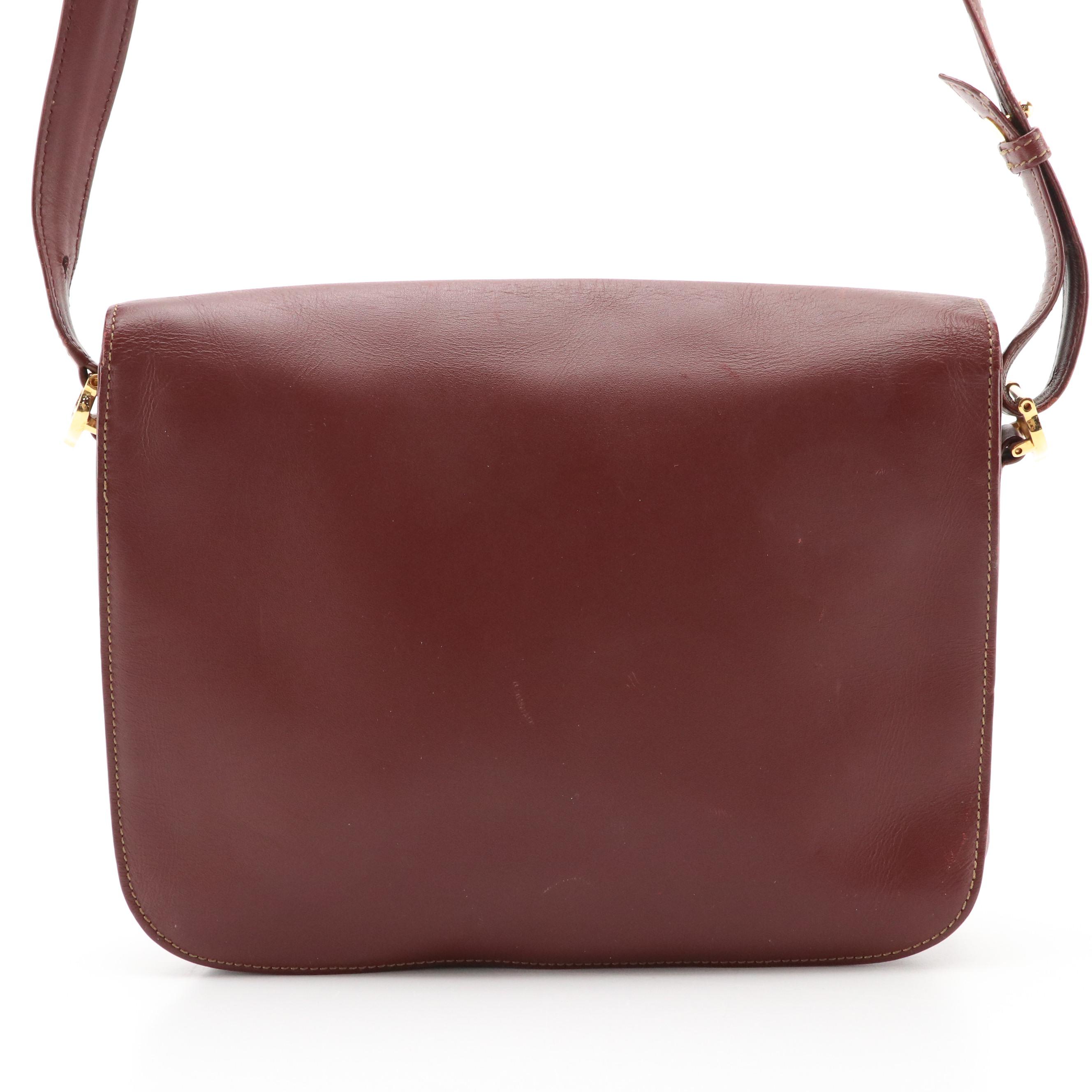 Cartier Front Flap Crossbody Bag in Burgundy Leather