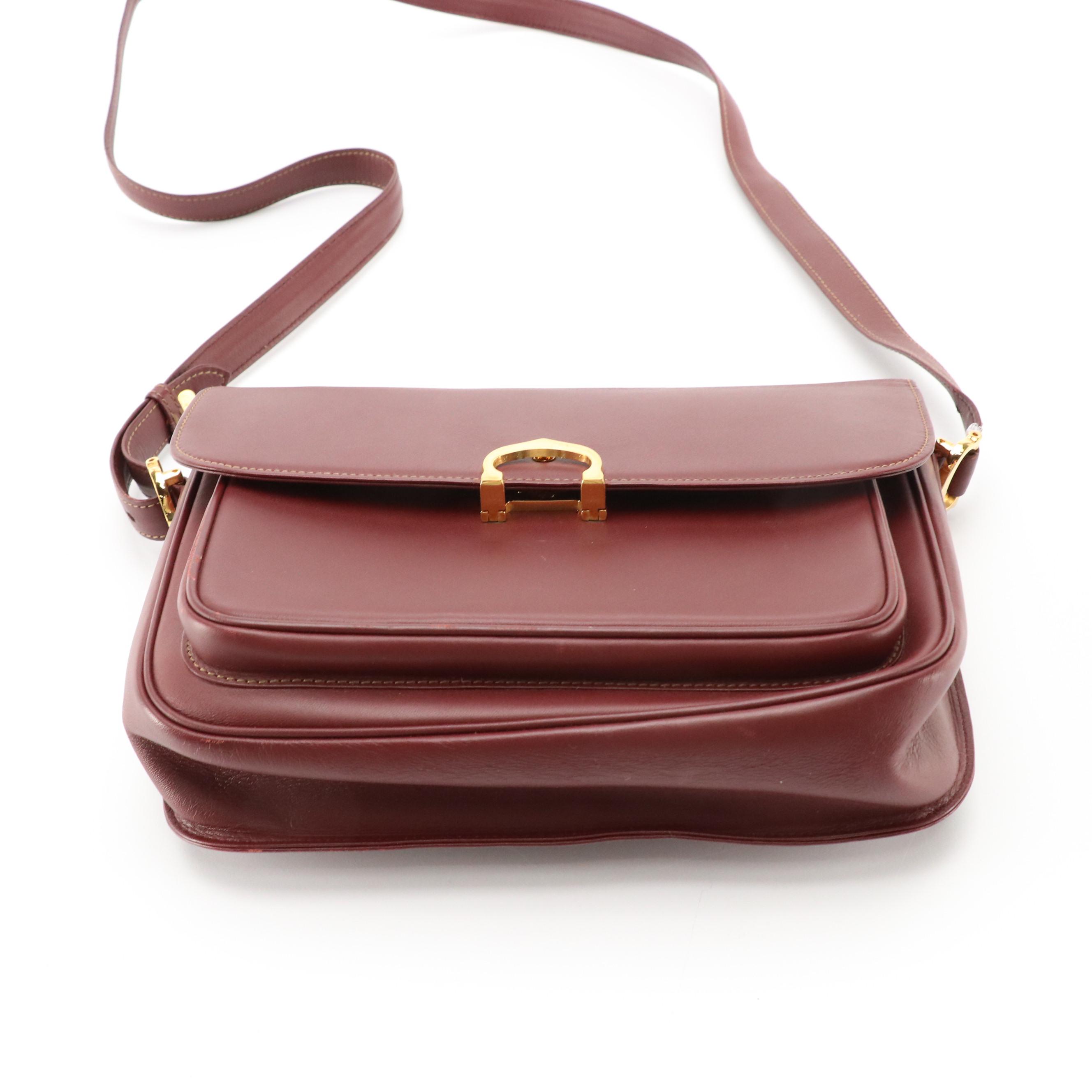 Cartier Front Flap Crossbody Bag in Burgundy Leather