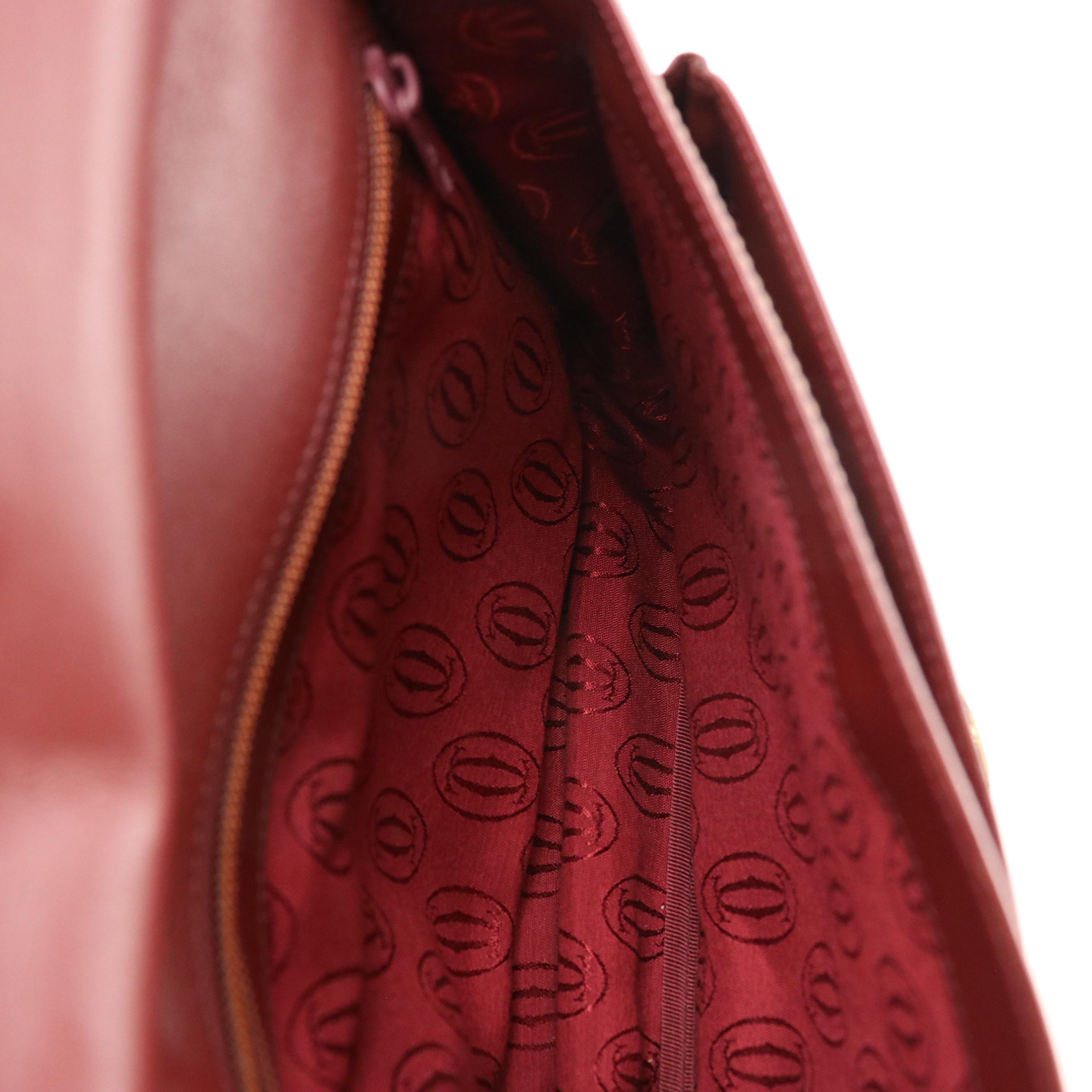 Cartier Front Flap Crossbody Bag in Burgundy Leather