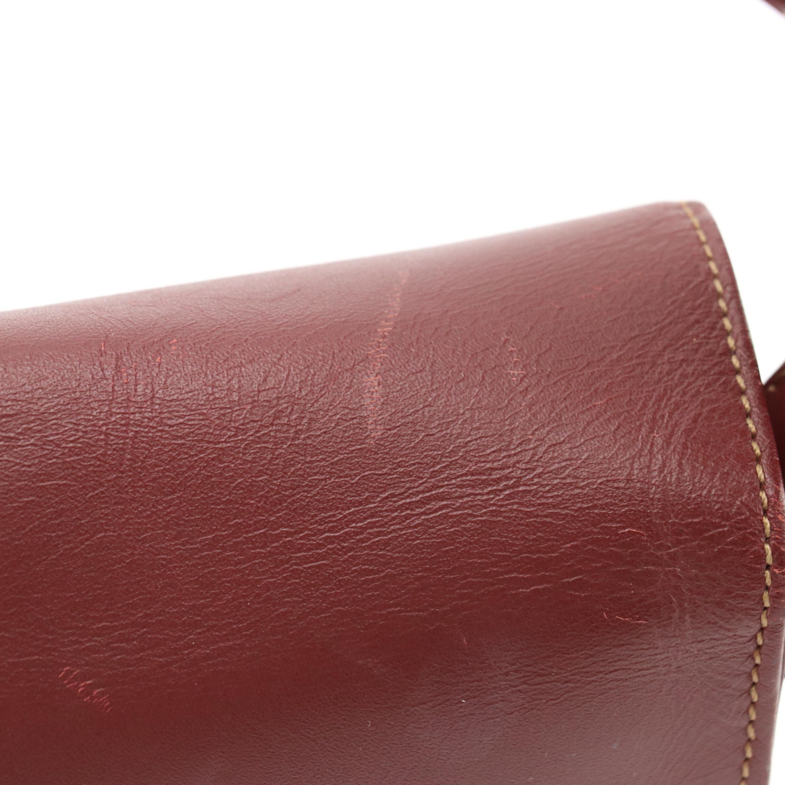 Cartier Front Flap Crossbody Bag in Burgundy Leather
