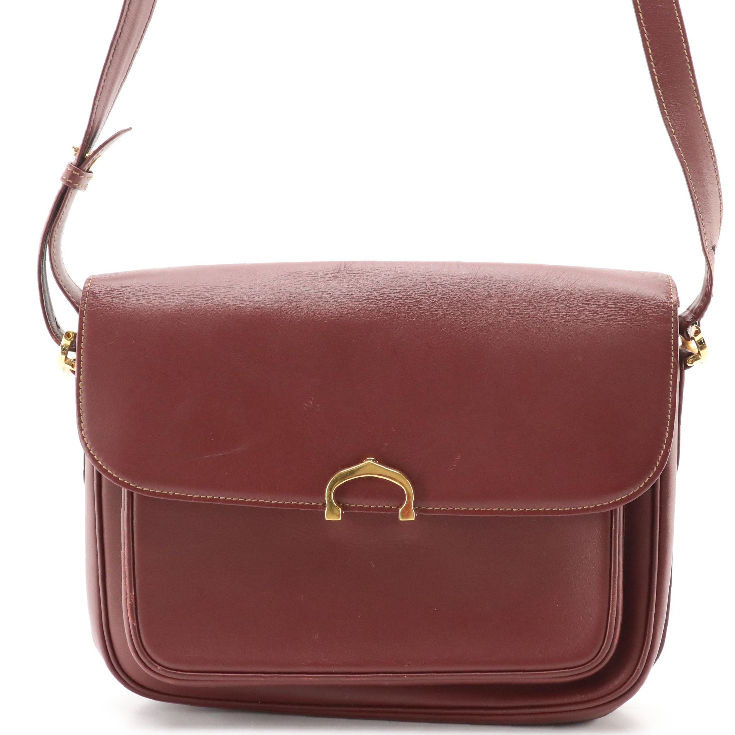 Cartier Front Flap Crossbody Bag in Burgundy Leather