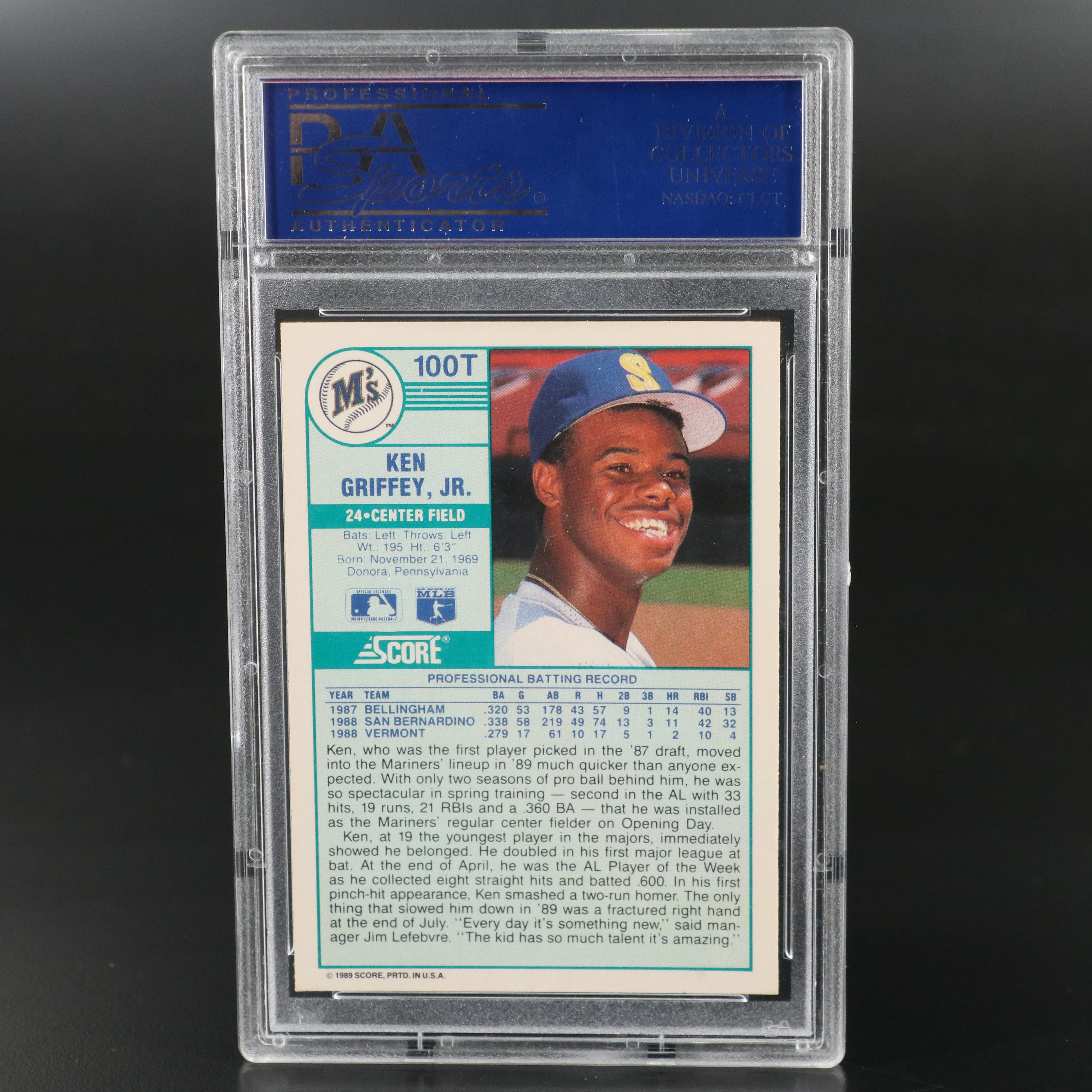1989 Score Traded Ken Griffey Jr. Seattle Mariners Rookie Card Graded PSA 10