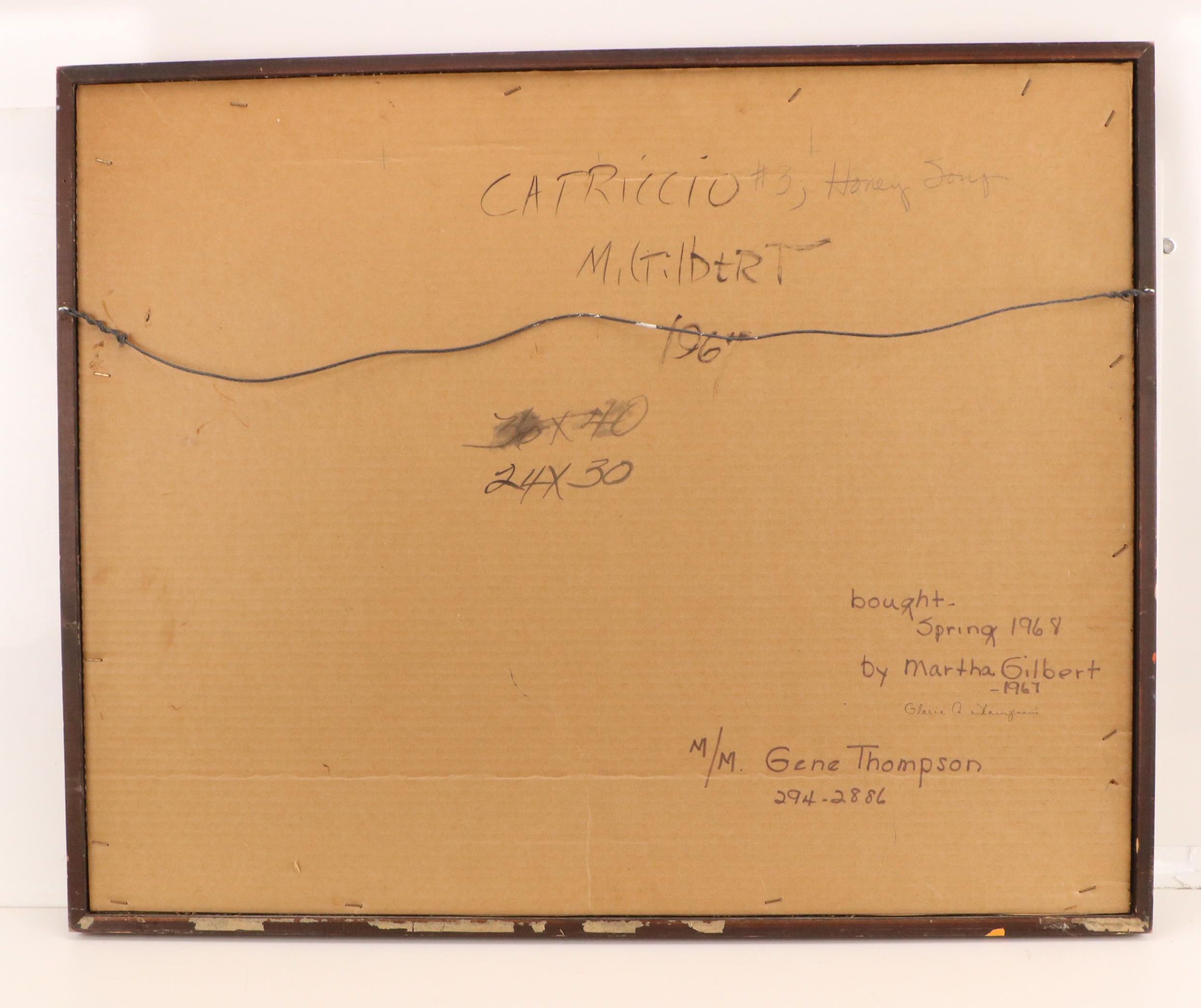 Martha Gilbert Abstract Oil Painting "Capriccio #3: Honey Song," 1967