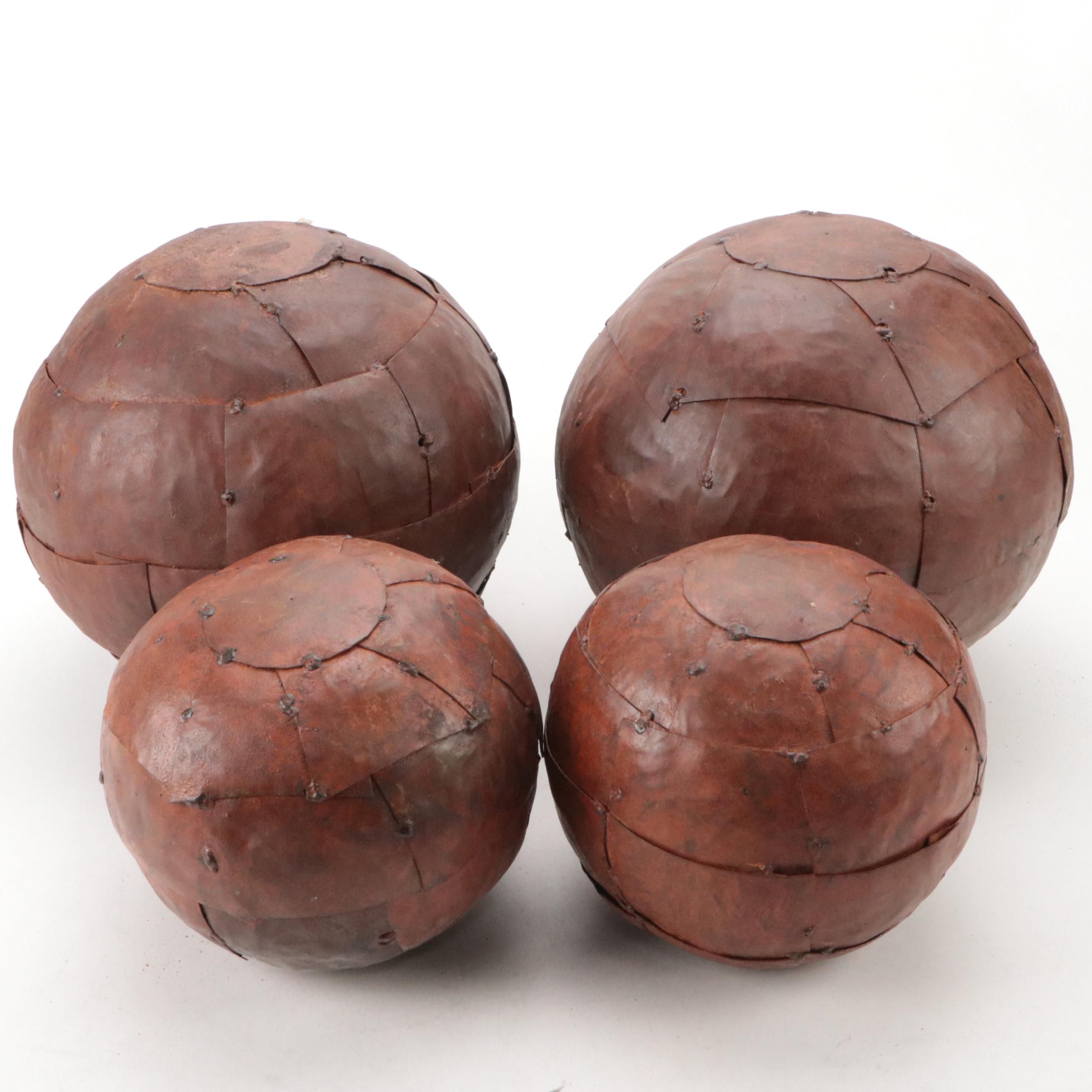 Vintage Spot-Welded Metal Medicine Ball Figures