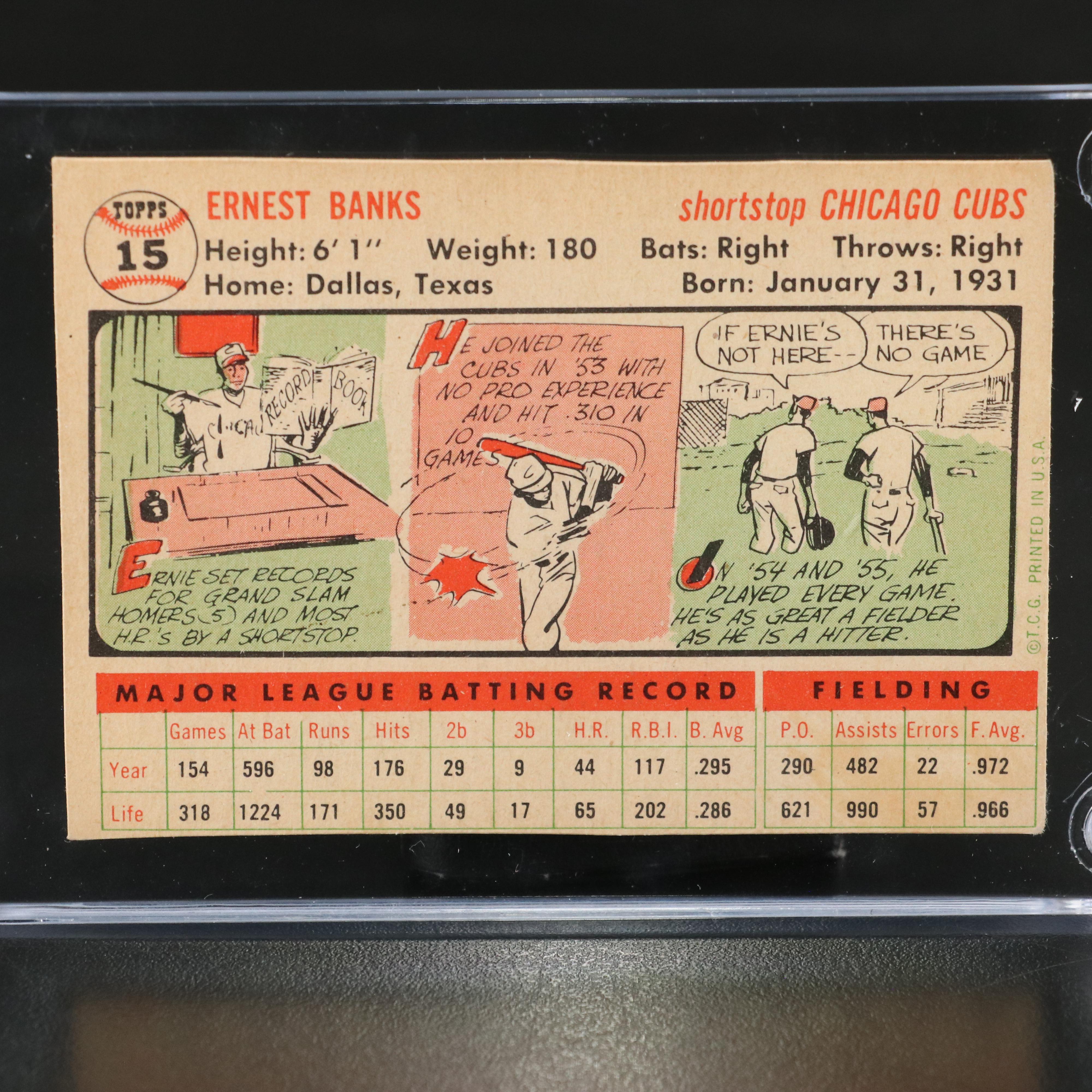 1956 Topps Ernie Banks Chicago Cubs Baseball Card