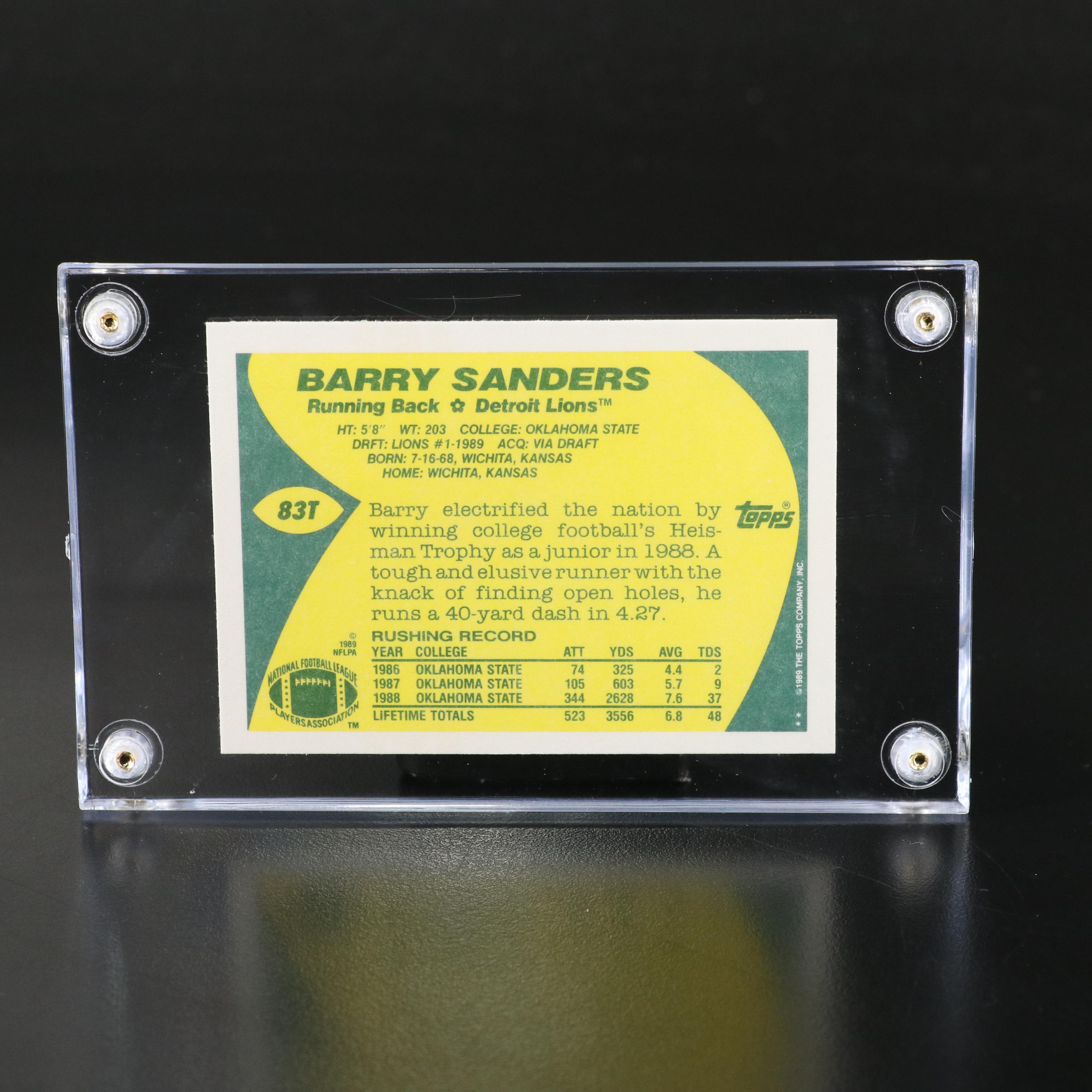 1989 Topps Traded Barry Sanders Detroit Lions Rookie Football Card