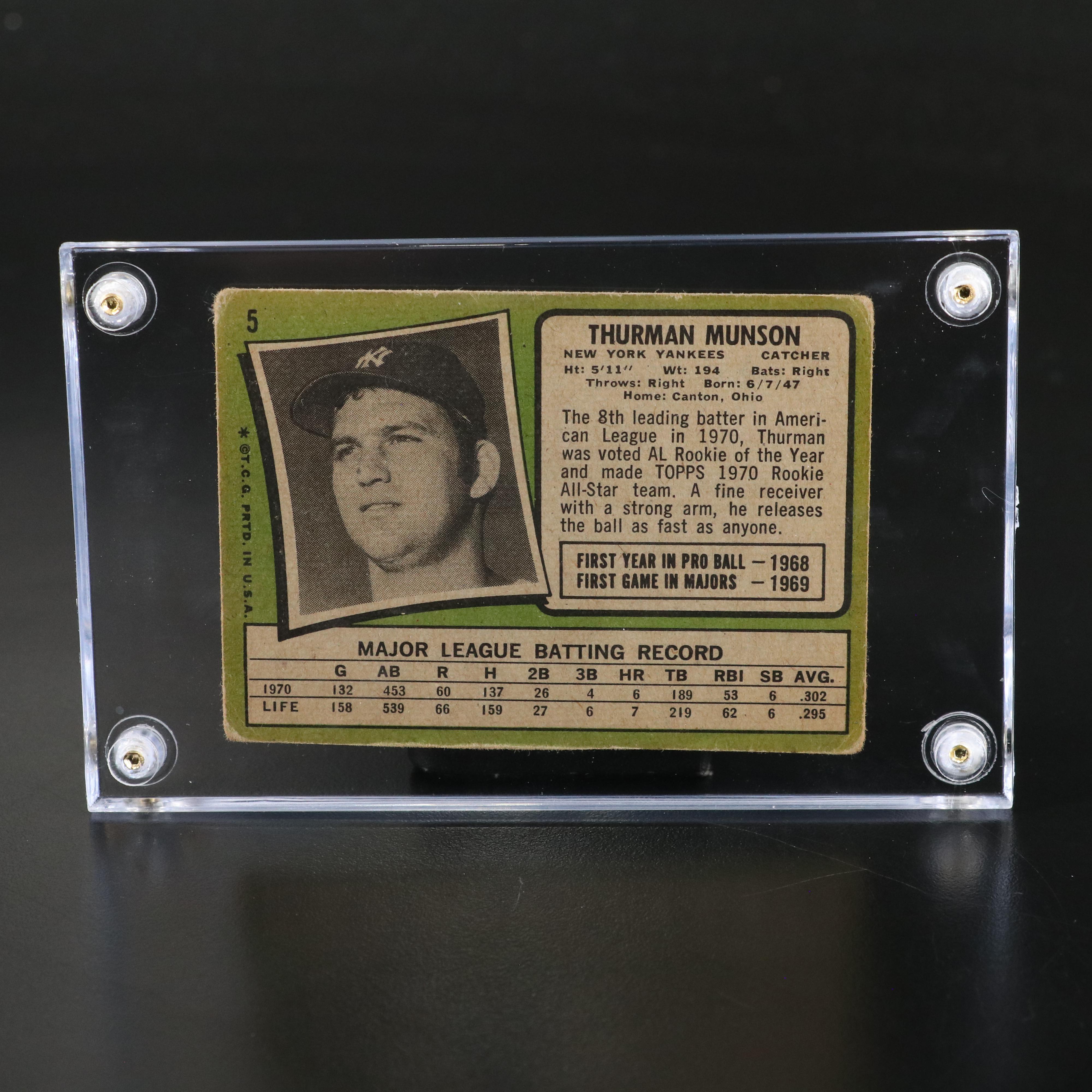 1971 Topps Thurman Munson New York Yankees All-Star Rookie Baseball Card