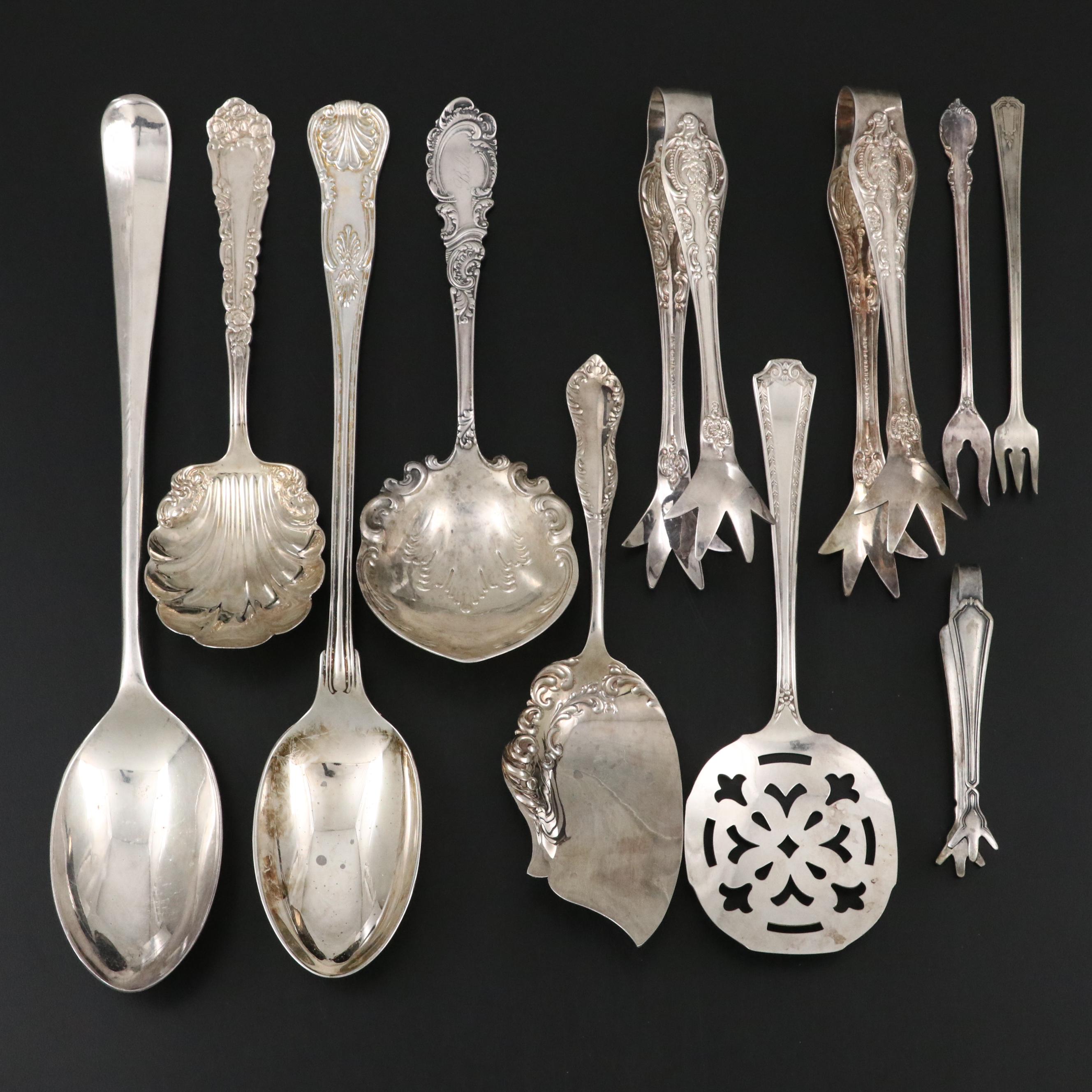 Towle Silver Plate Serving Spoon with 1847 Rogers and Other Serving Utensils