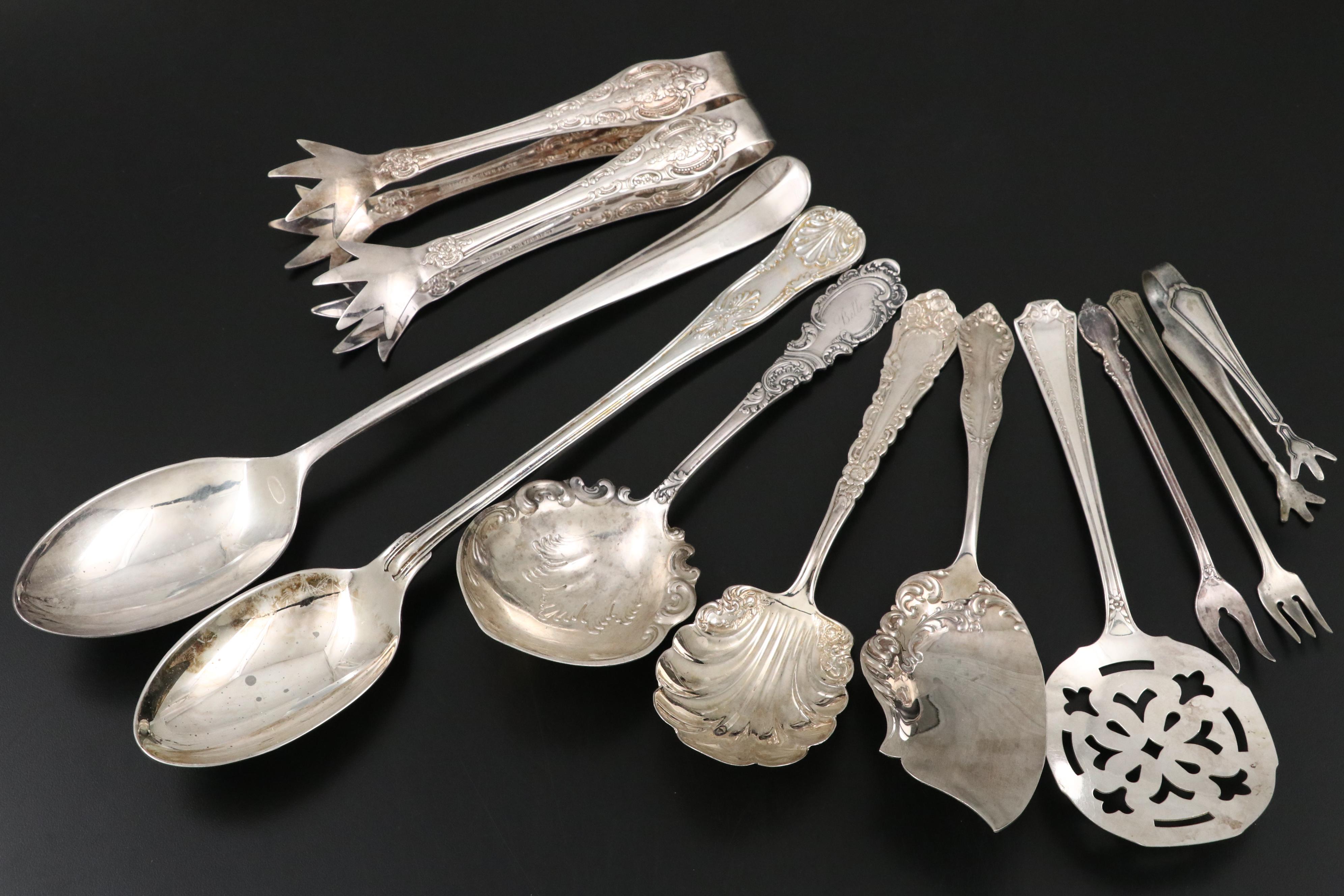 Towle Silver Plate Serving Spoon with 1847 Rogers and Other Serving Utensils