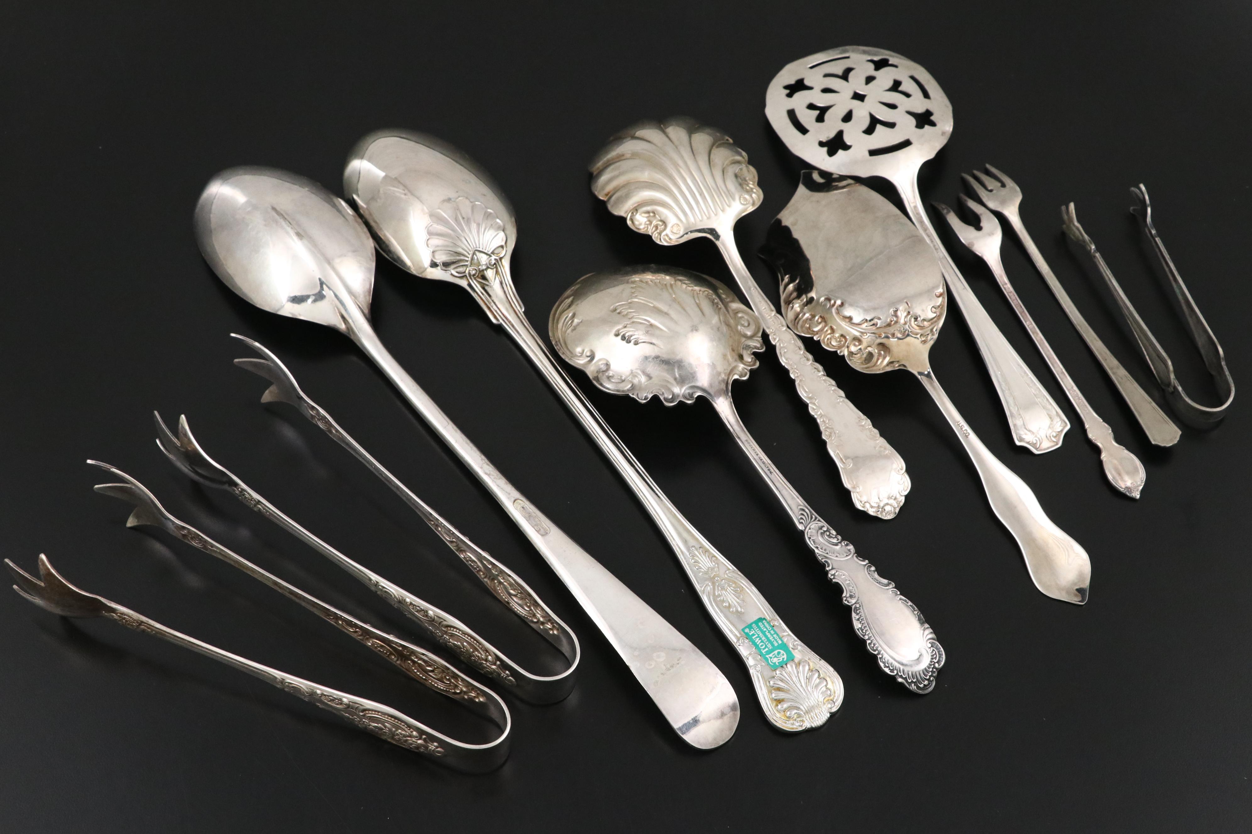 Towle Silver Plate Serving Spoon with 1847 Rogers and Other Serving Utensils