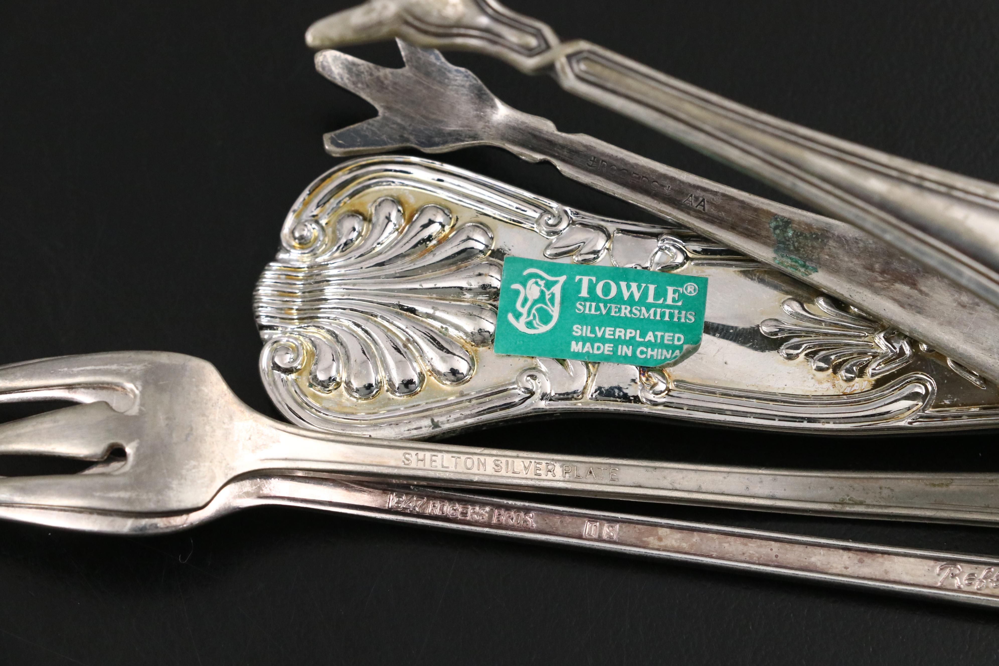 Towle Silver Plate Serving Spoon with 1847 Rogers and Other Serving Utensils