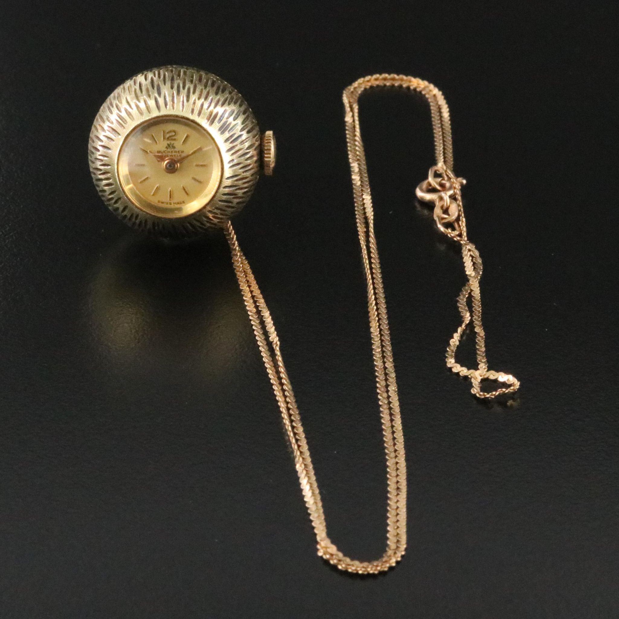 Bucherer Sphere Shape Pendant Timepiece Includes 14k Chain