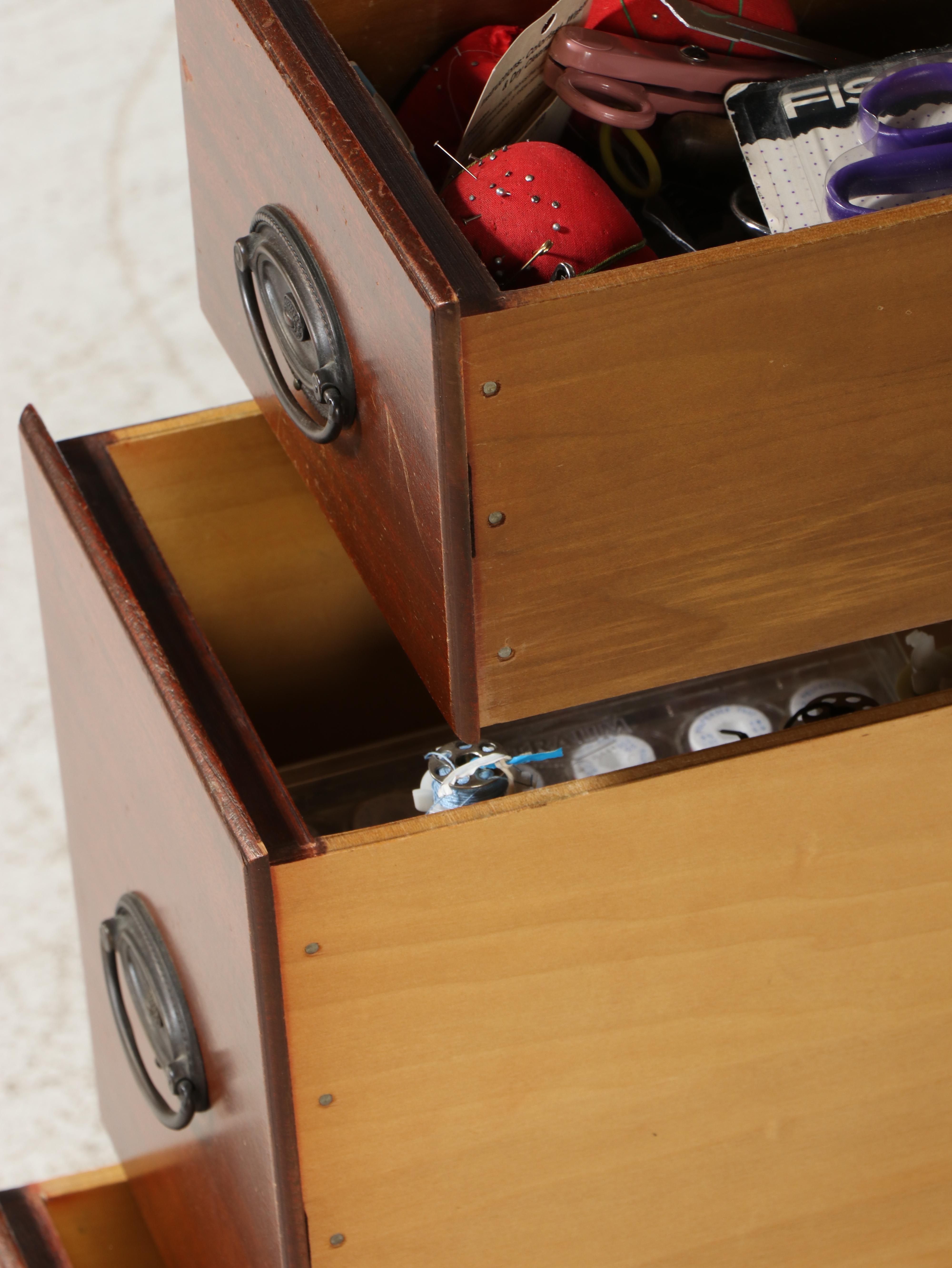 Elna Carina Sewing Machine in Mahogany Cabinet, Mid to Late 20th Century