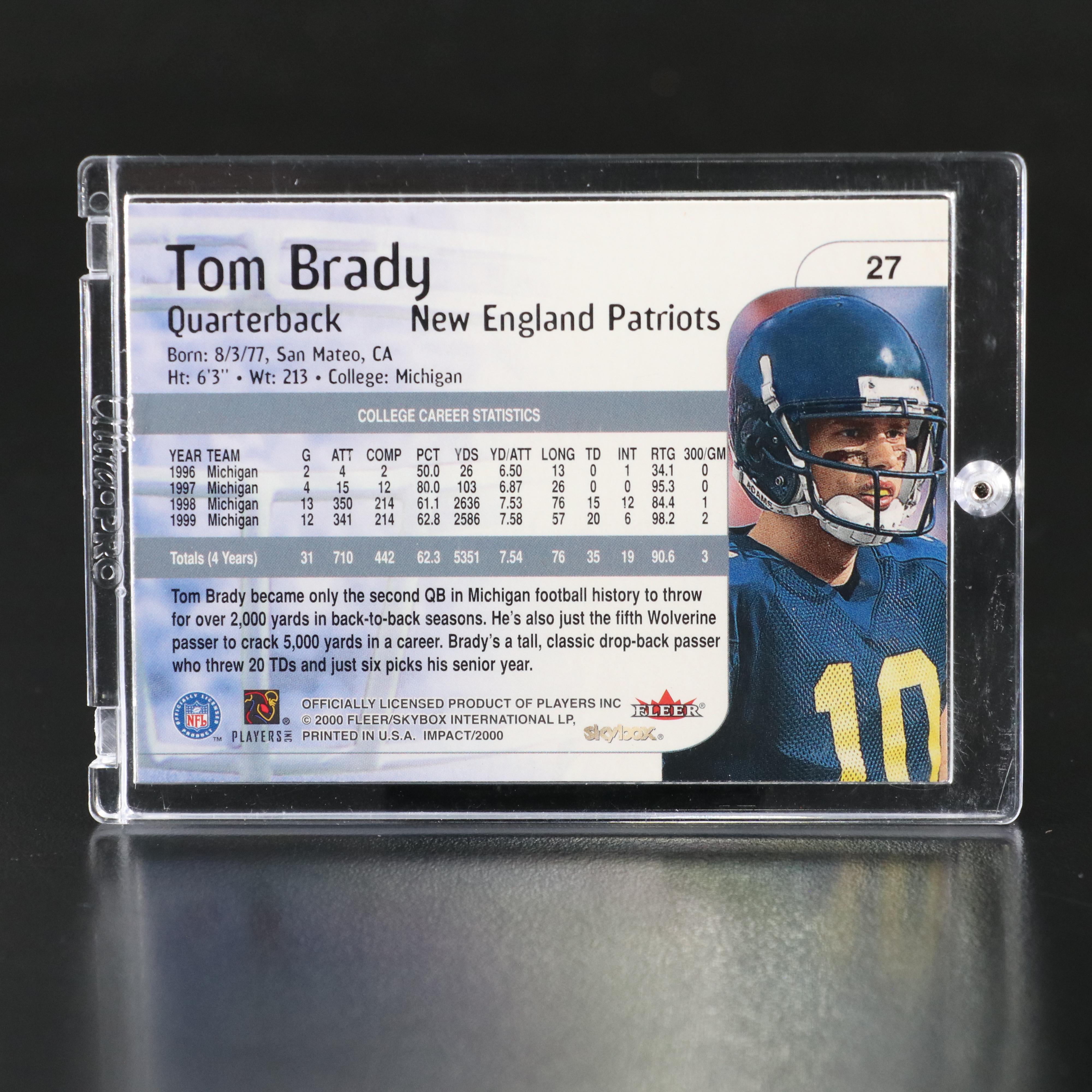 2000 Skybox Impact Tom Brady New England Patriots Rookie Football Card