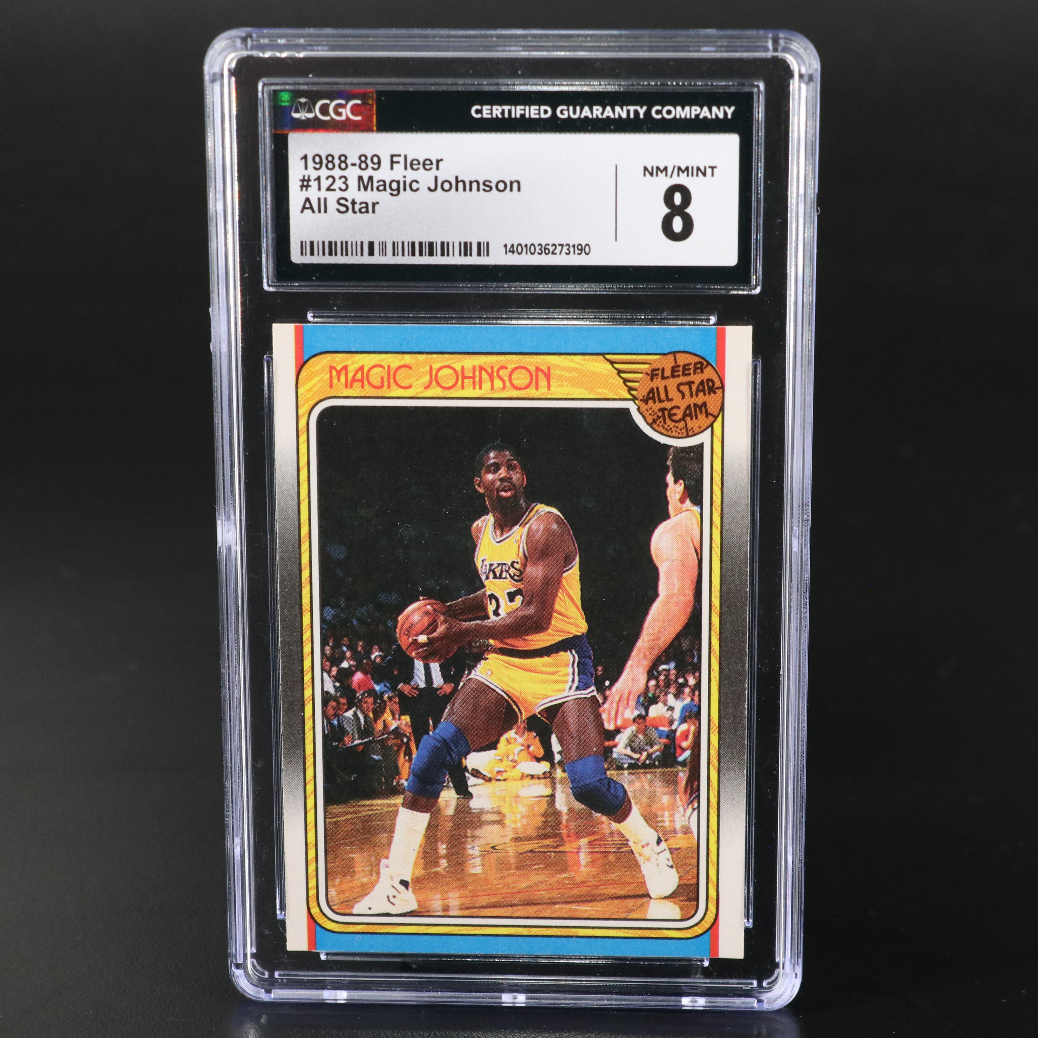 1988-89 Fleer Magic Johnson Los Angeles Lakers All-Star Basketball Card CGC 8