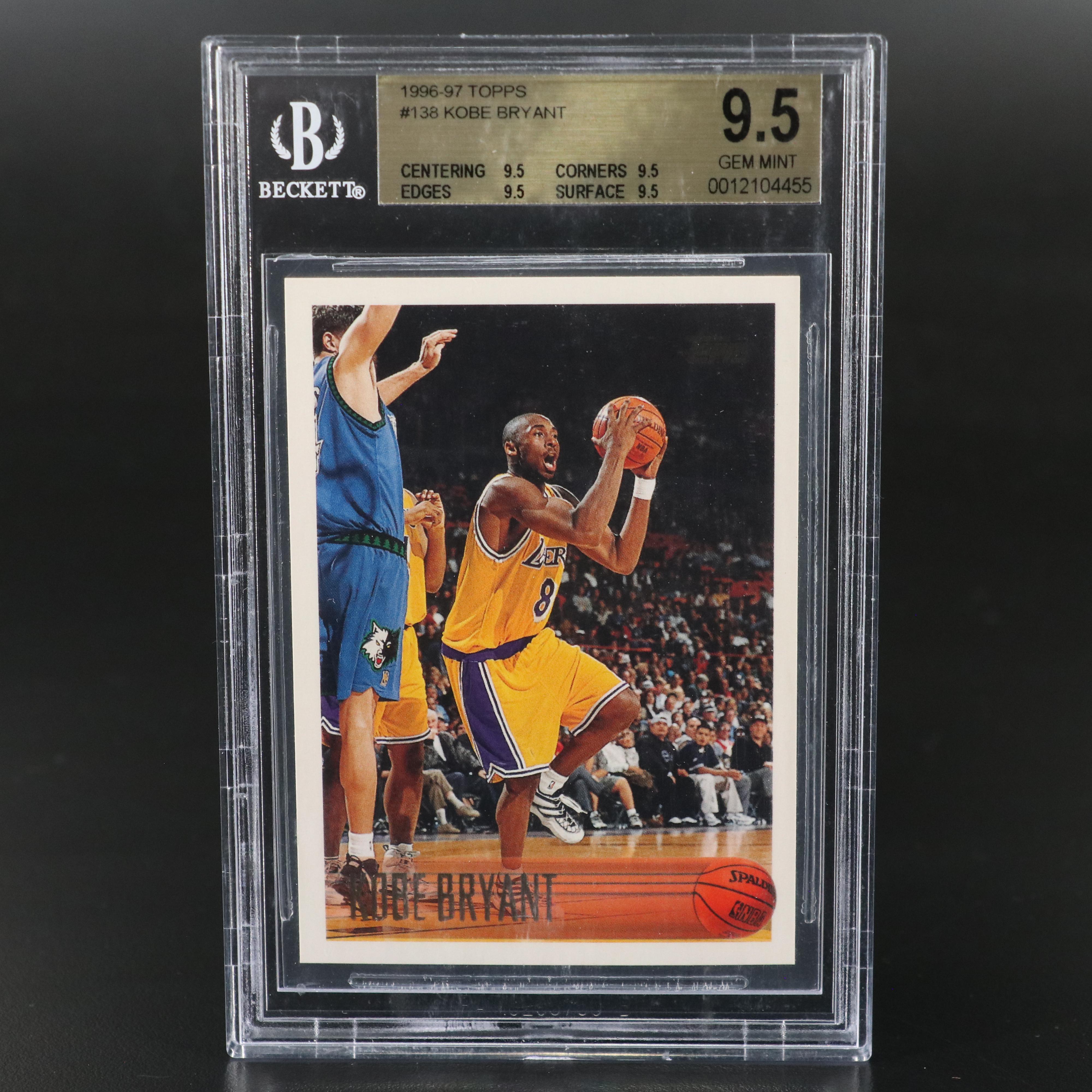 1996-97 Topps Kobe Bryant Los Angeles Lakers Rookie Card Graded BGS 9.5