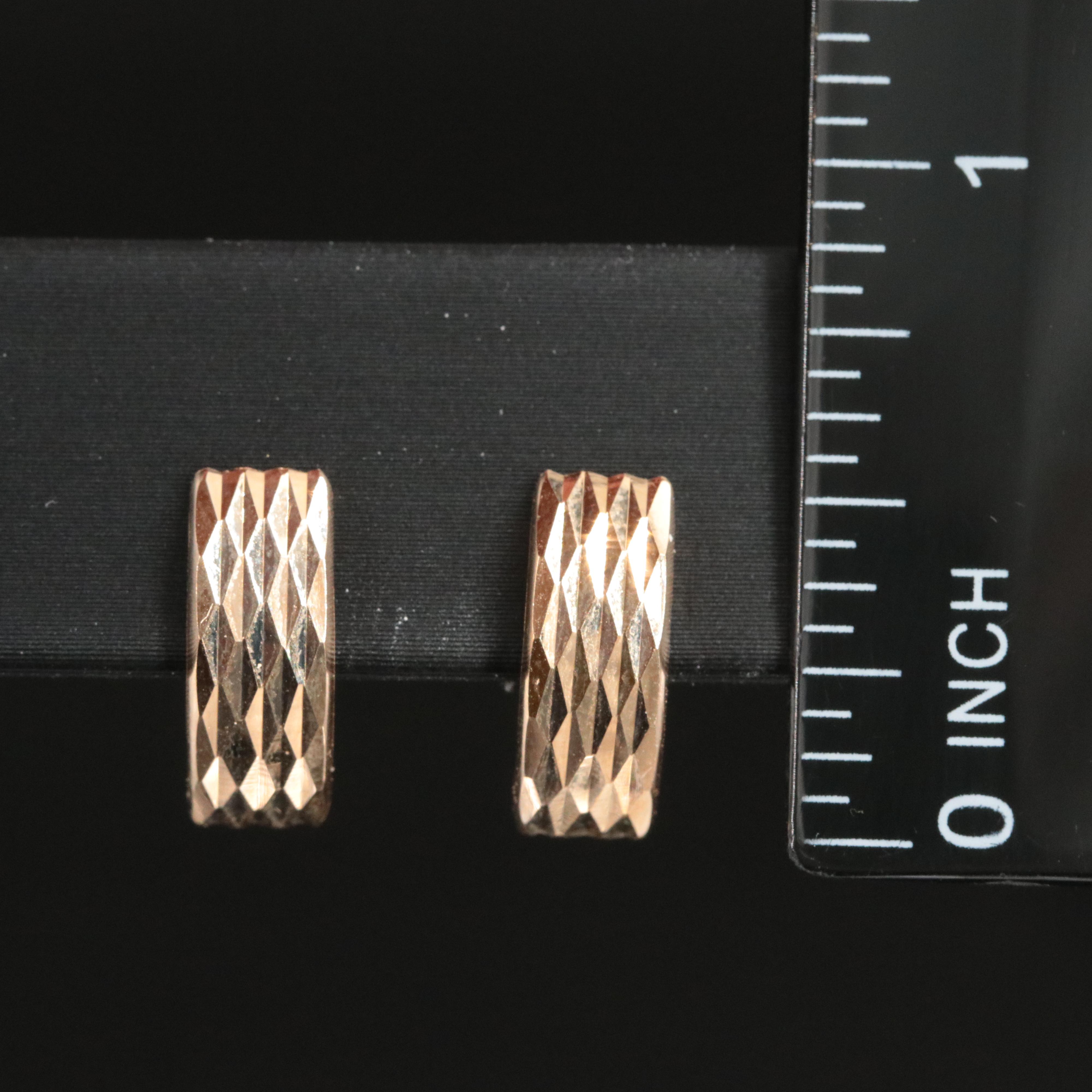 14K Diamond-Cut Half Hoop Earrings