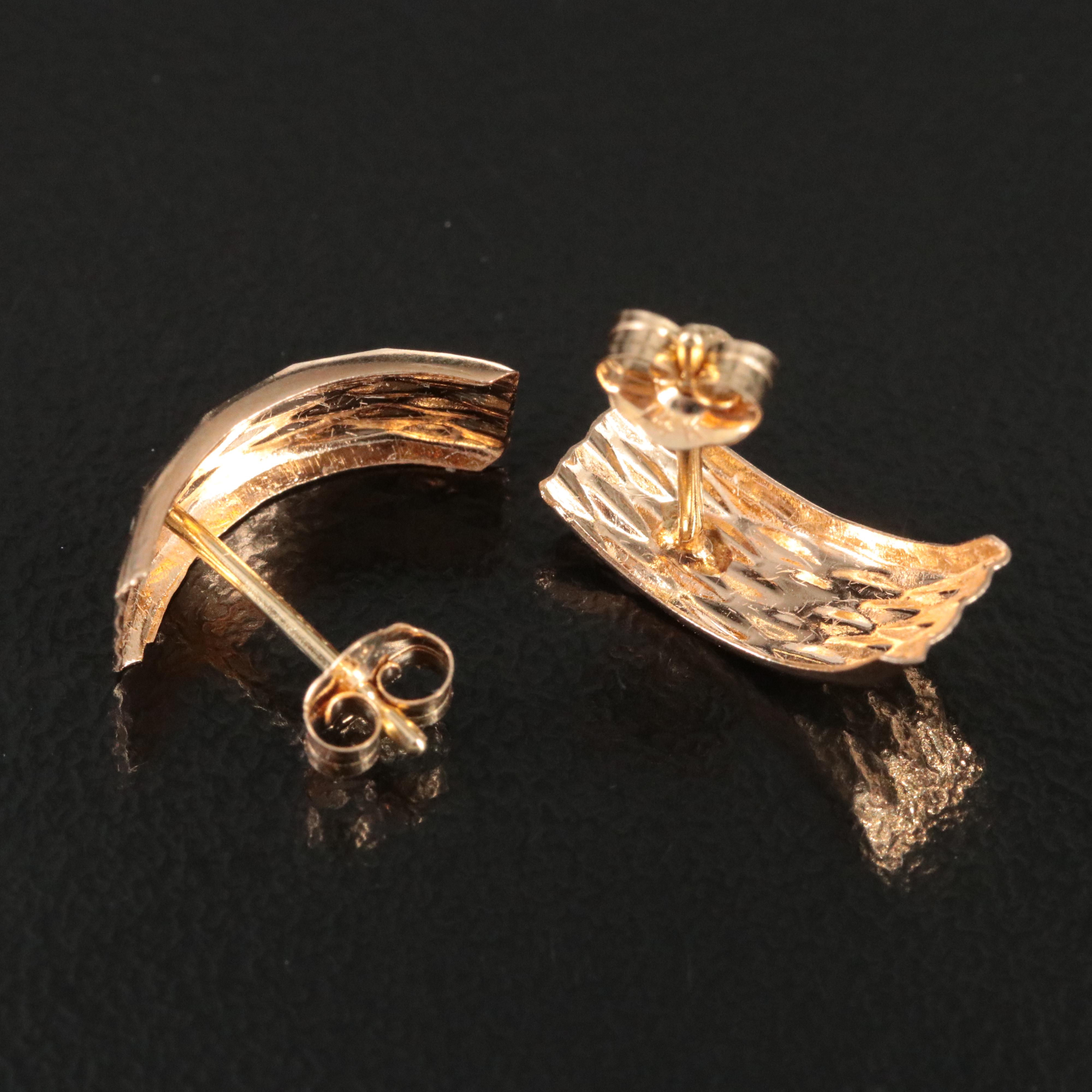 14K Diamond-Cut Half Hoop Earrings