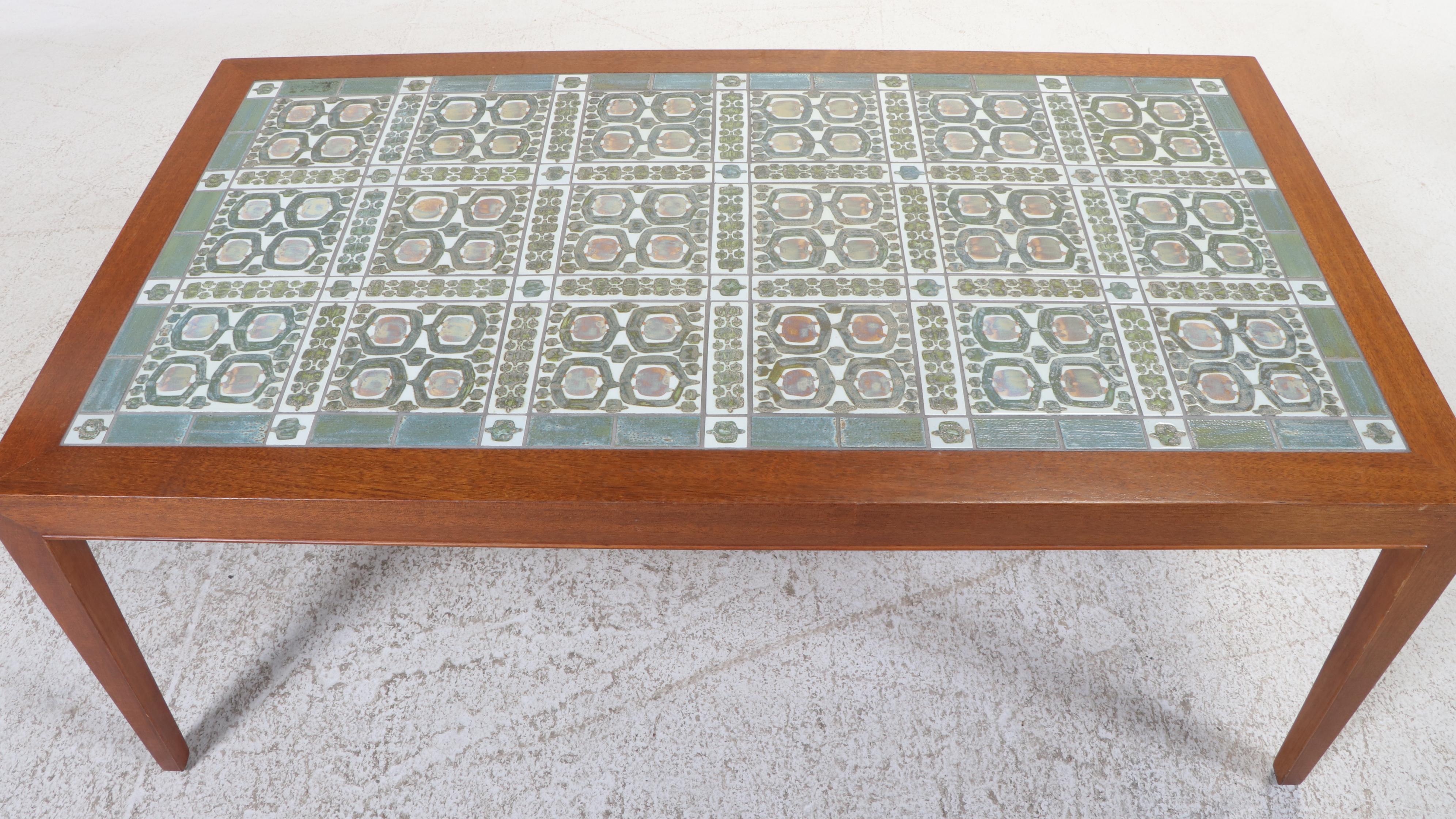 Haslev Møbelsnedkeri Danish Modern Teak and Porcelain Tile Coffee Table, c. 1960