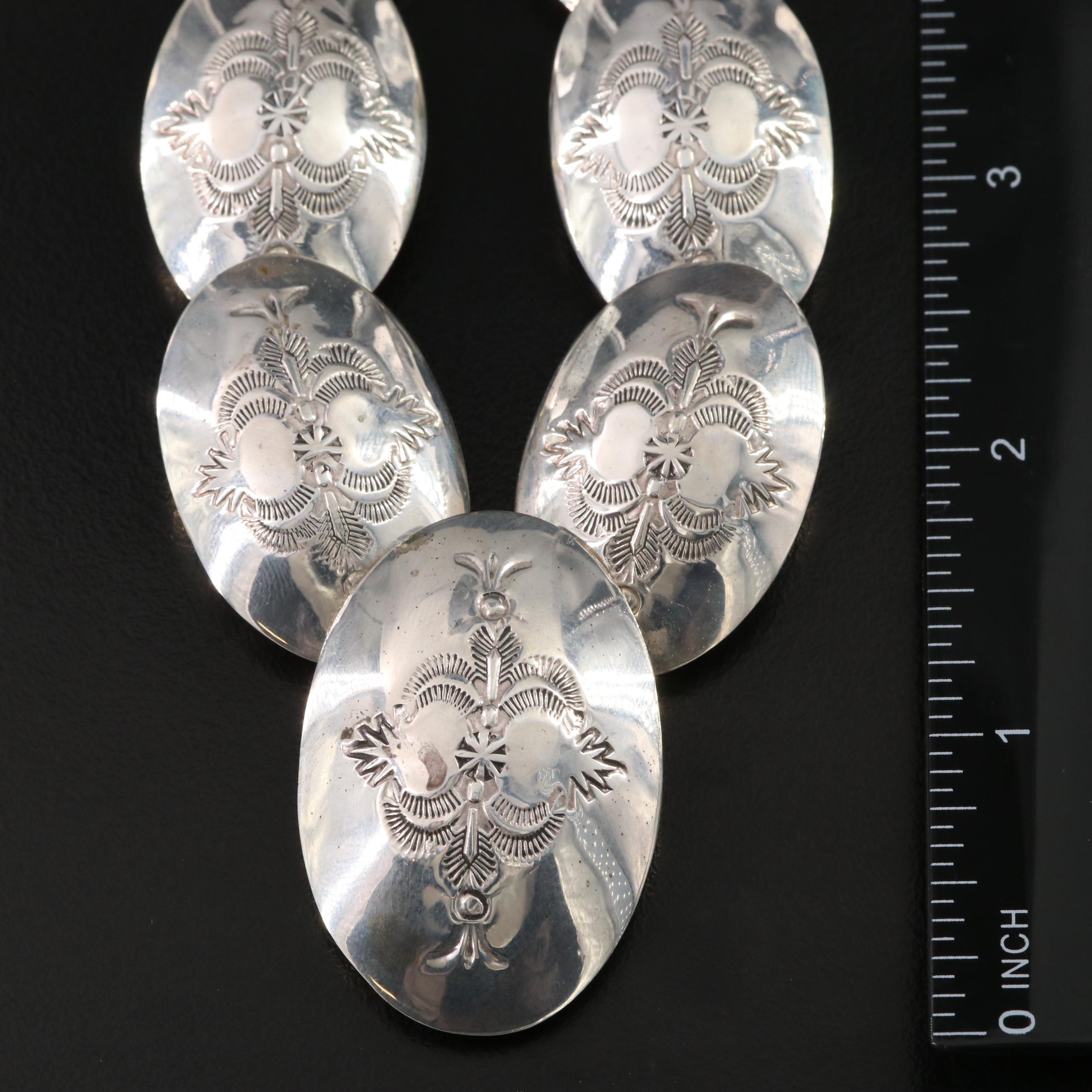 Southwestern Double Sided Sterling Silver Pillow Bead Necklace