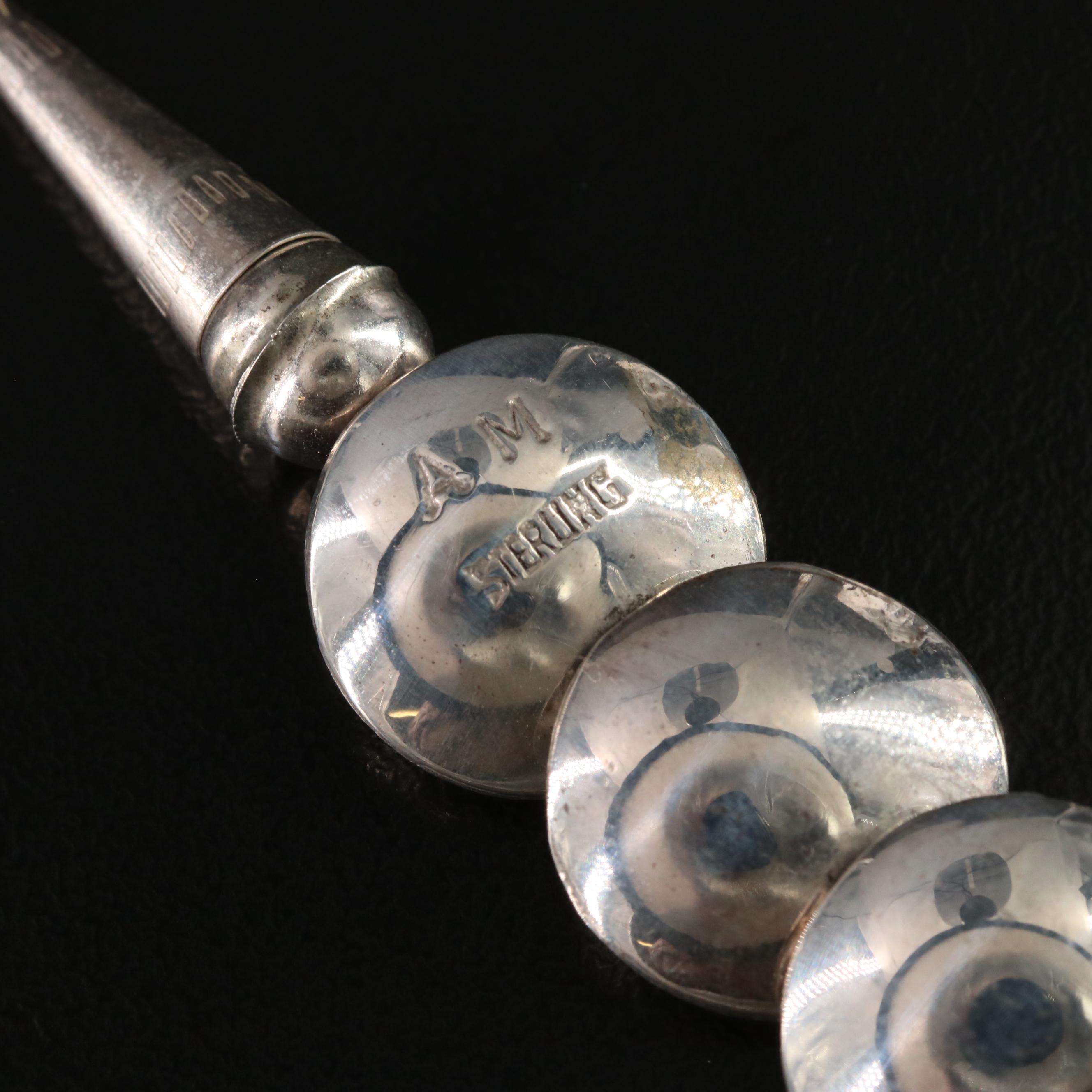 Southwestern Double Sided Sterling Silver Pillow Bead Necklace