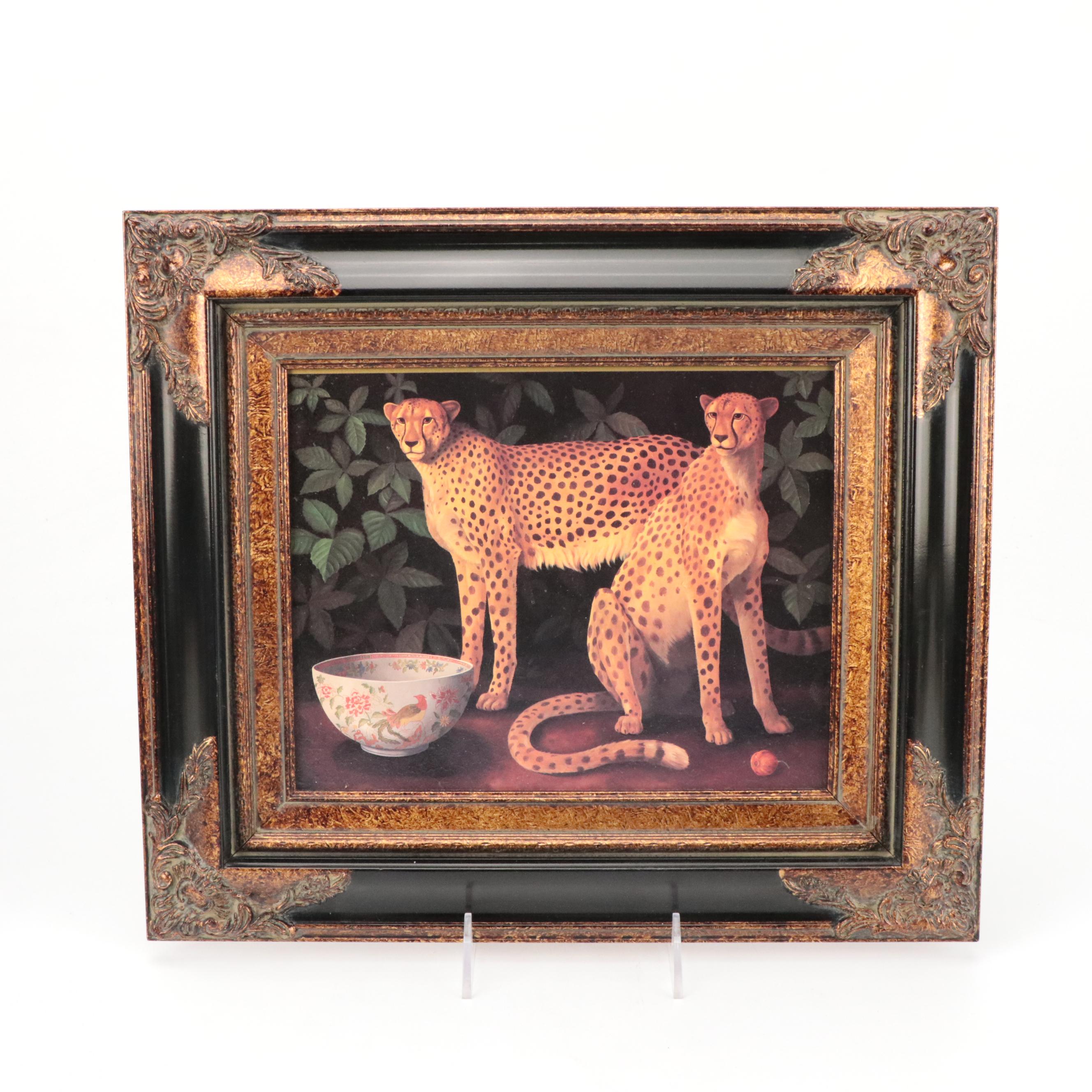 Embellished Offset Lithographs of Tigers and Cheetahs