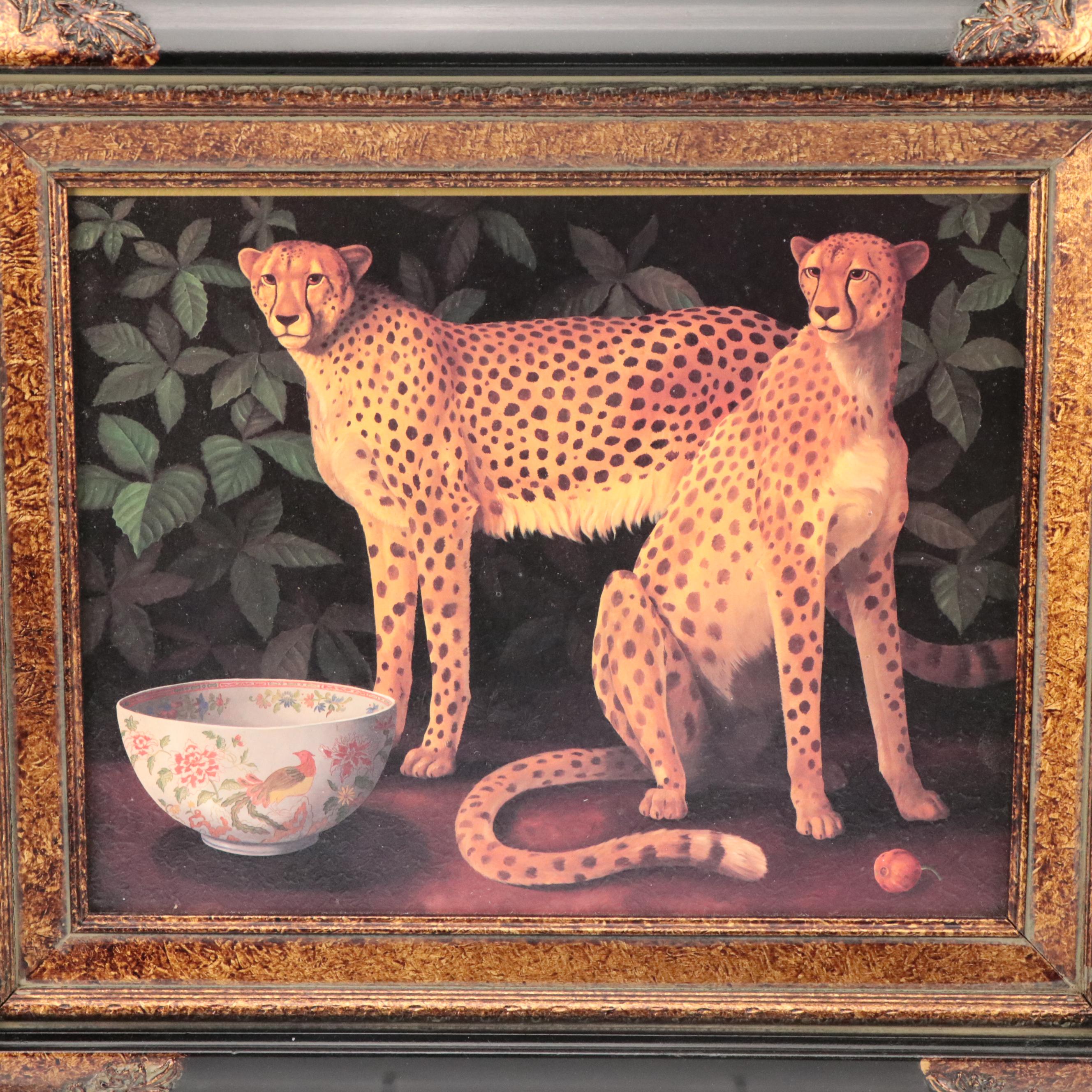 Embellished Offset Lithographs of Tigers and Cheetahs