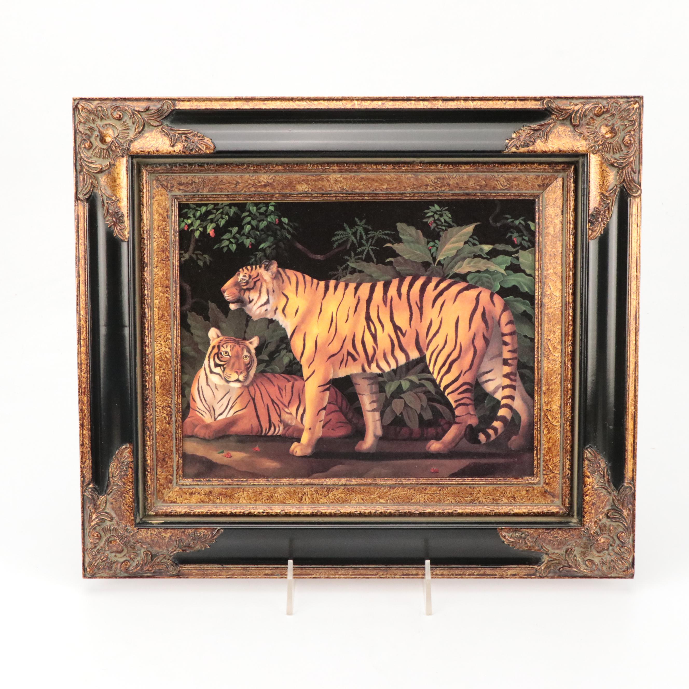 Embellished Offset Lithographs of Tigers and Cheetahs