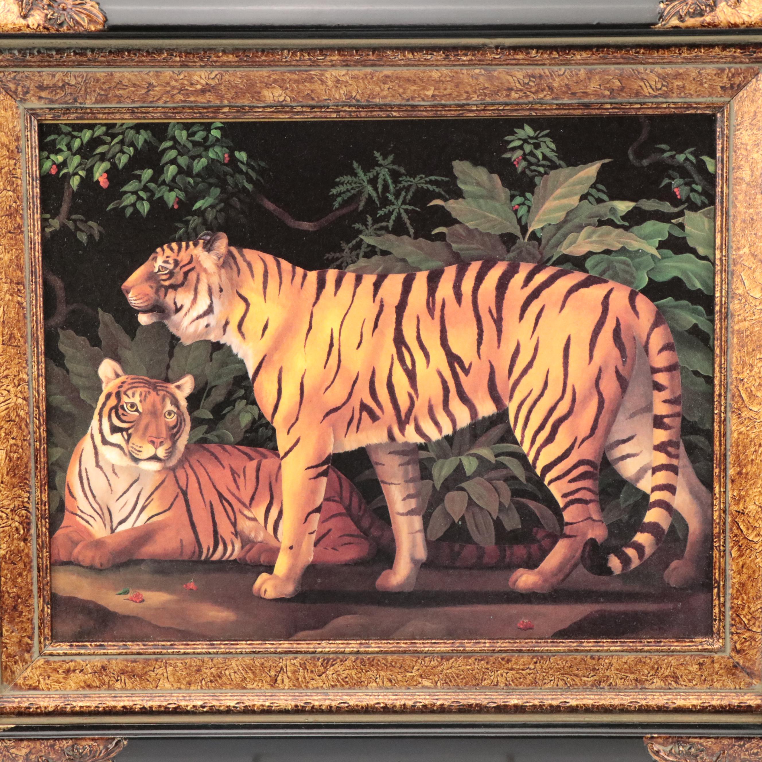 Embellished Offset Lithographs of Tigers and Cheetahs