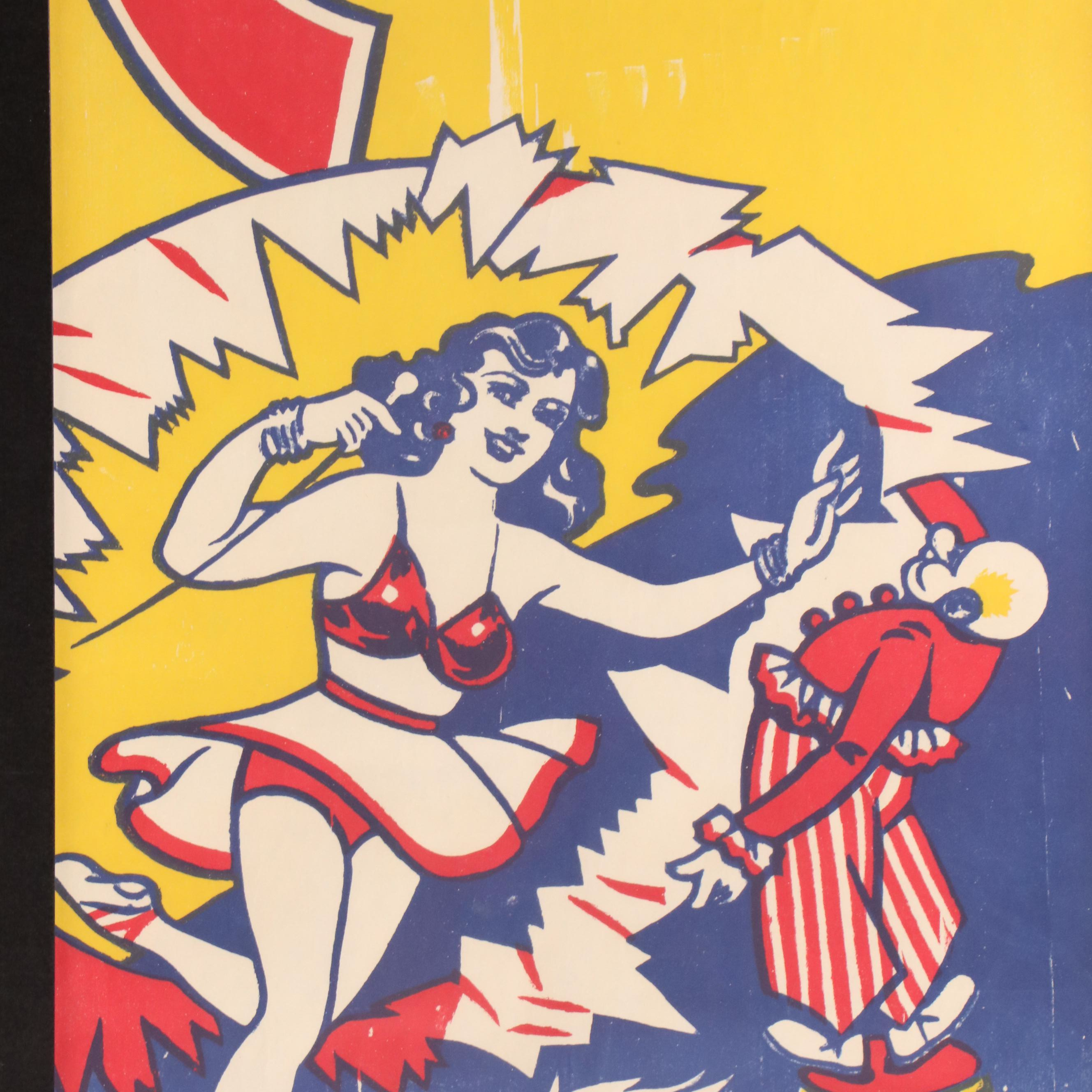 Roberts Bros. 3 Ring Circus Block-Printed Poster, Mid-20th Century