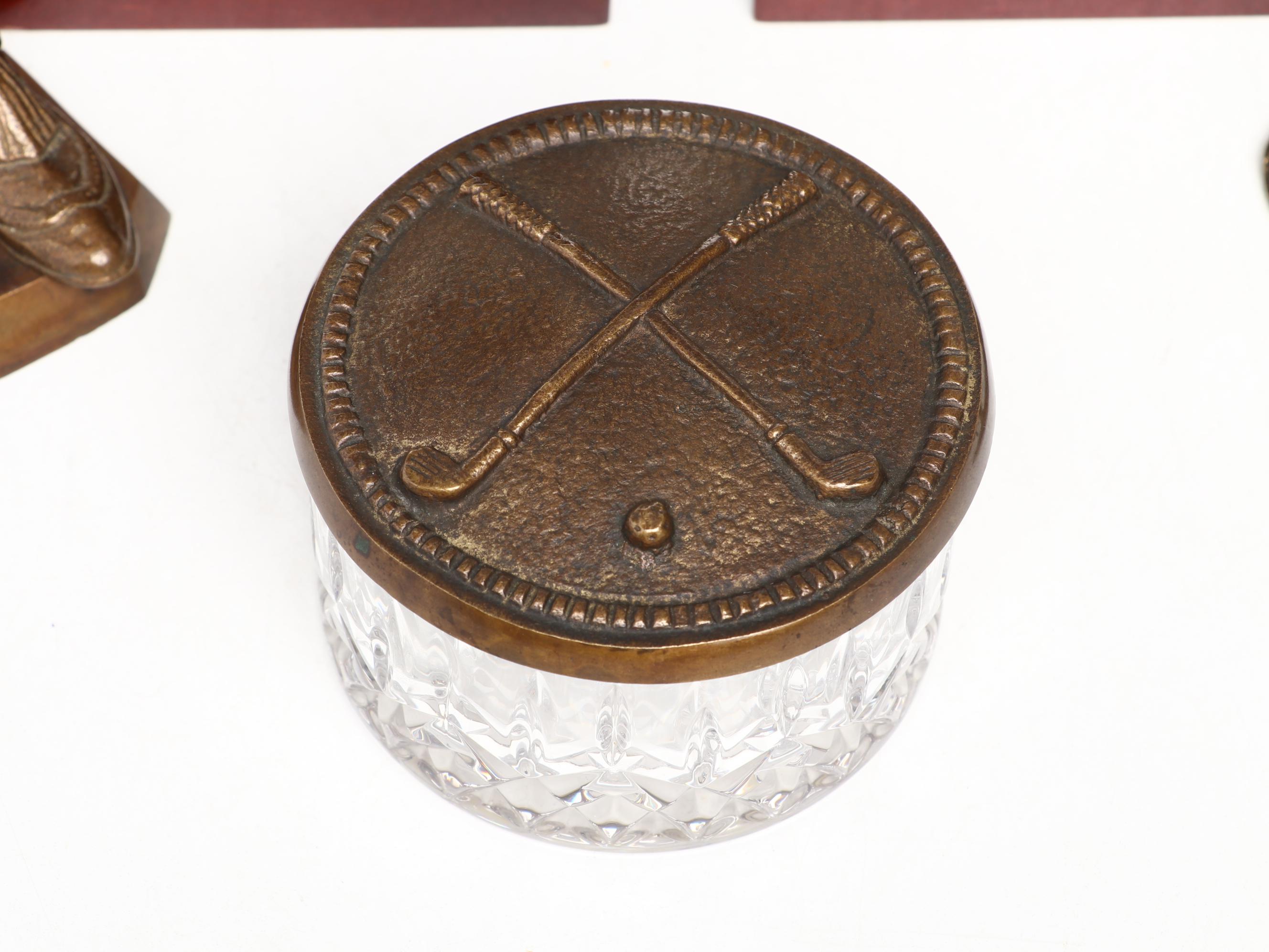 SF Bay Trading WoodBox and Lidded Glass Jar, Golf Bookends, More Office Décor