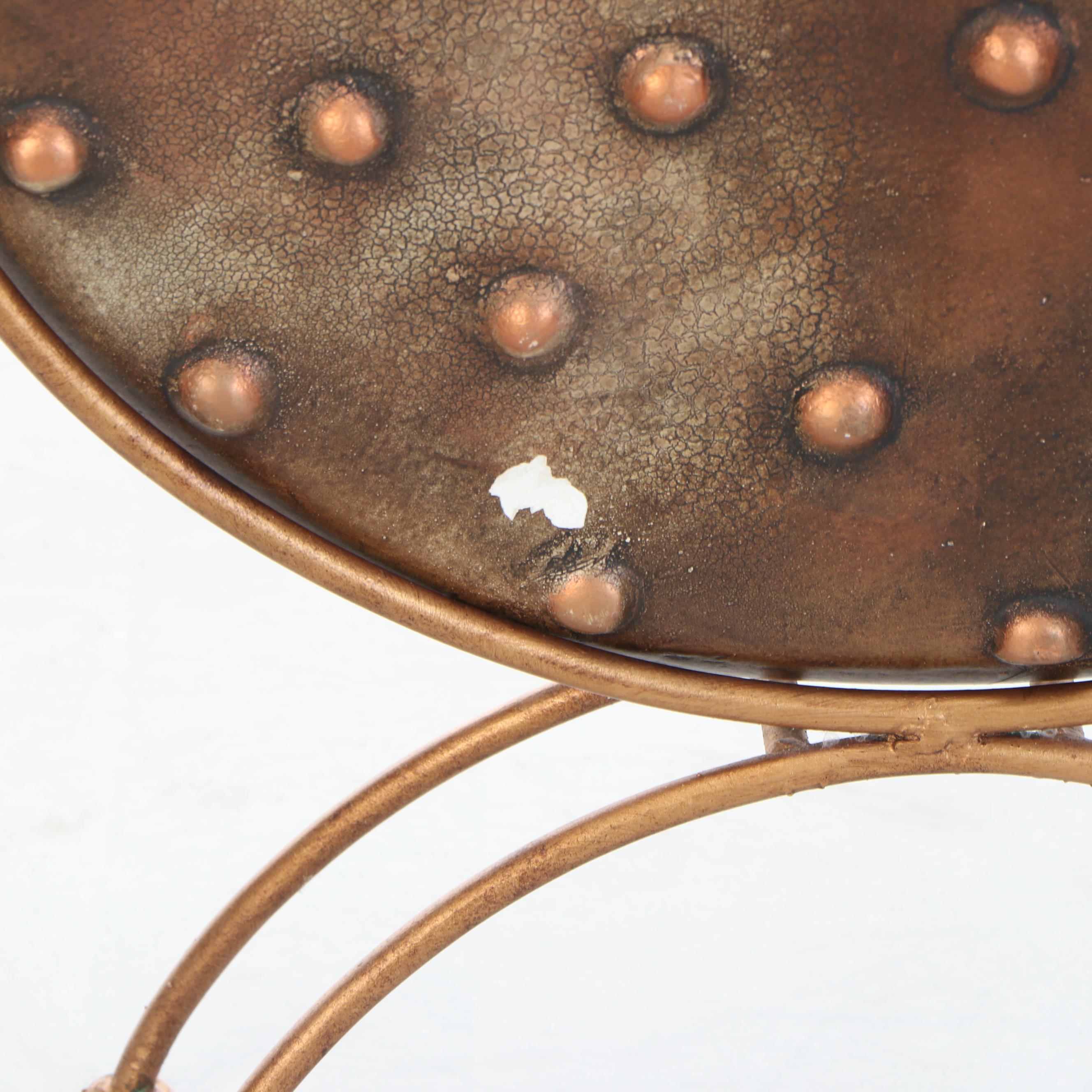 Copper Finished Metal Pillar with Decorative Vases