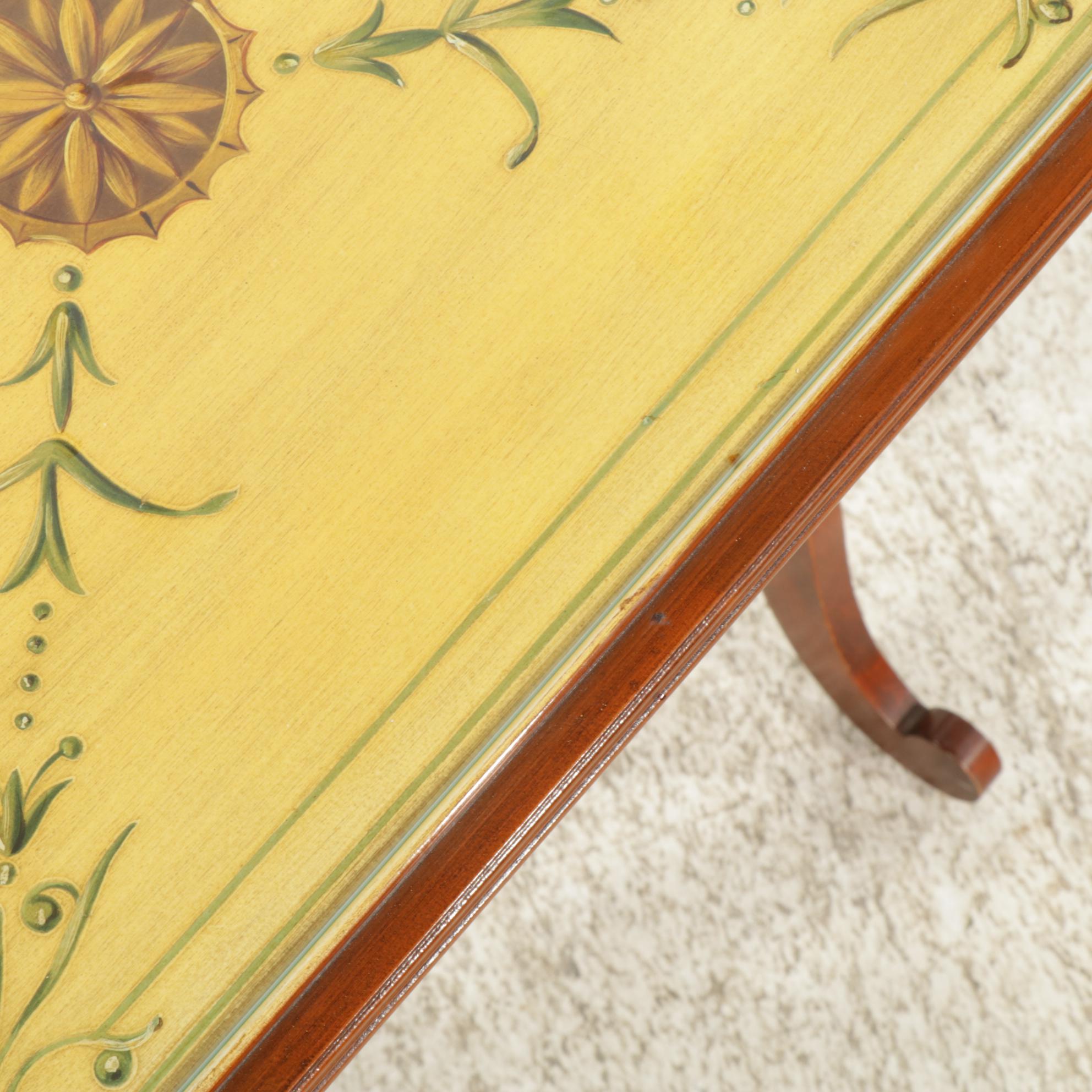Italianate Painted Mahogany Nesting Tables with Lyre-Style Legs