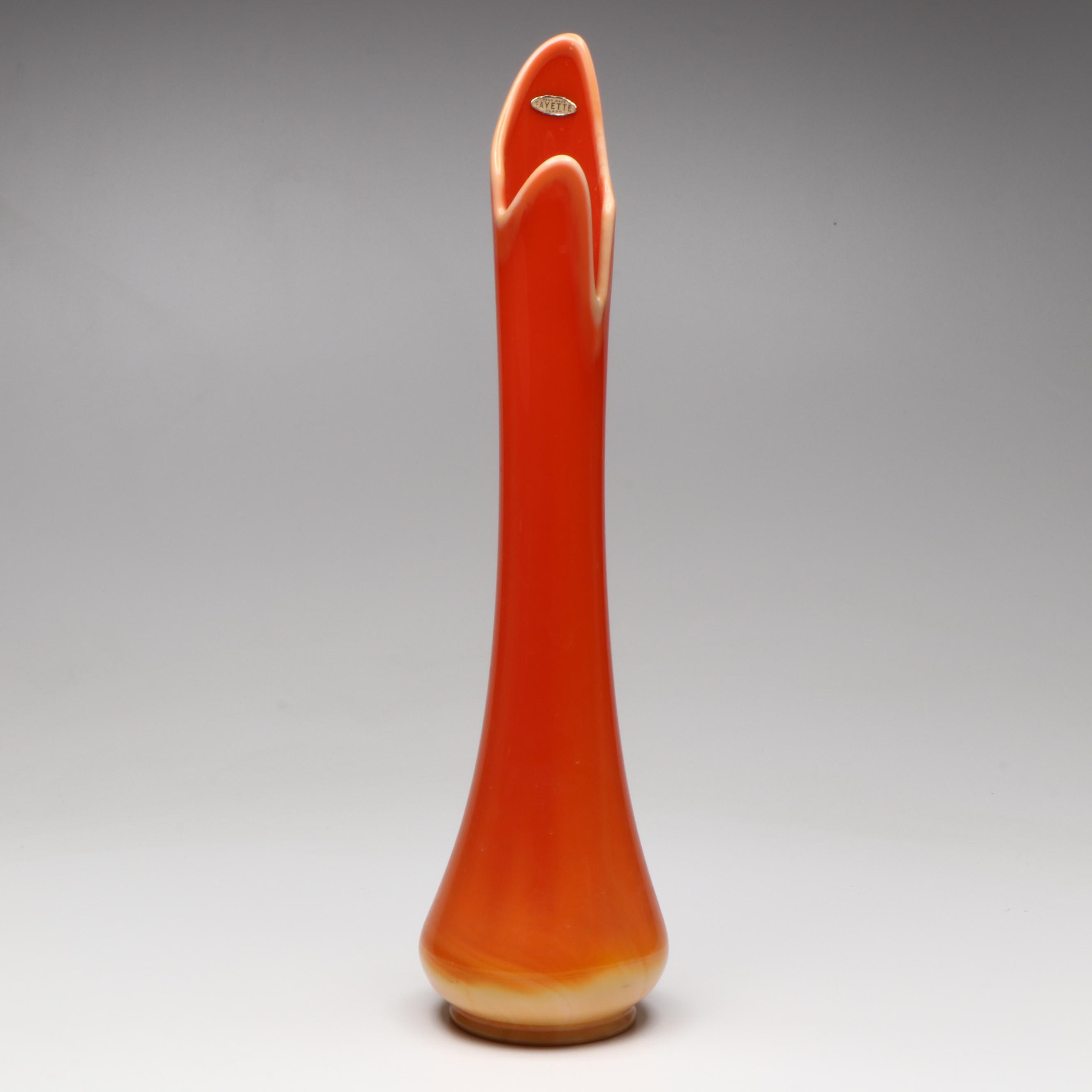 Fayette Glass Orange Swung Glass Vase, Mid-20th Century