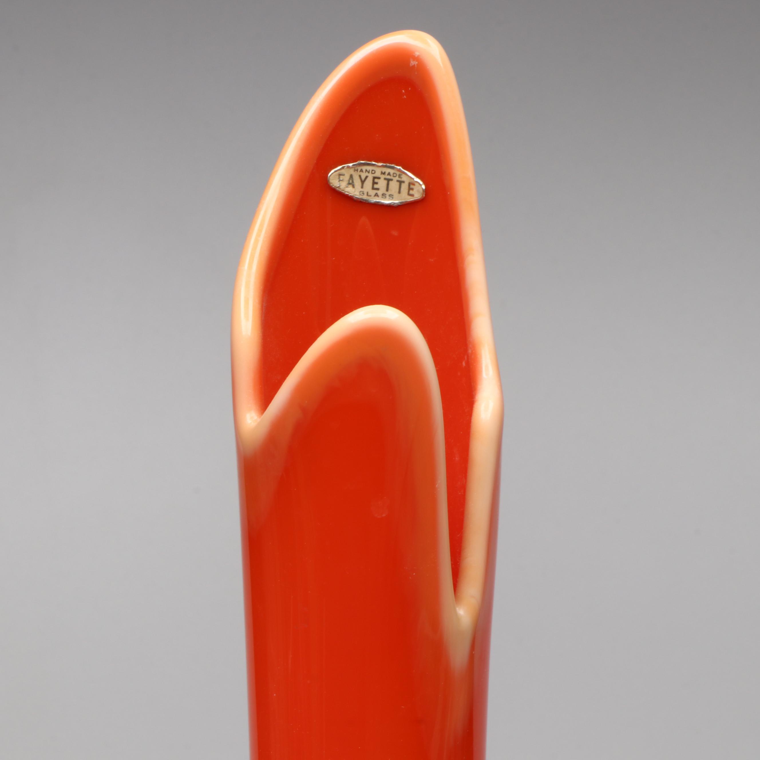 Fayette Glass Orange Swung Glass Vase, Mid-20th Century