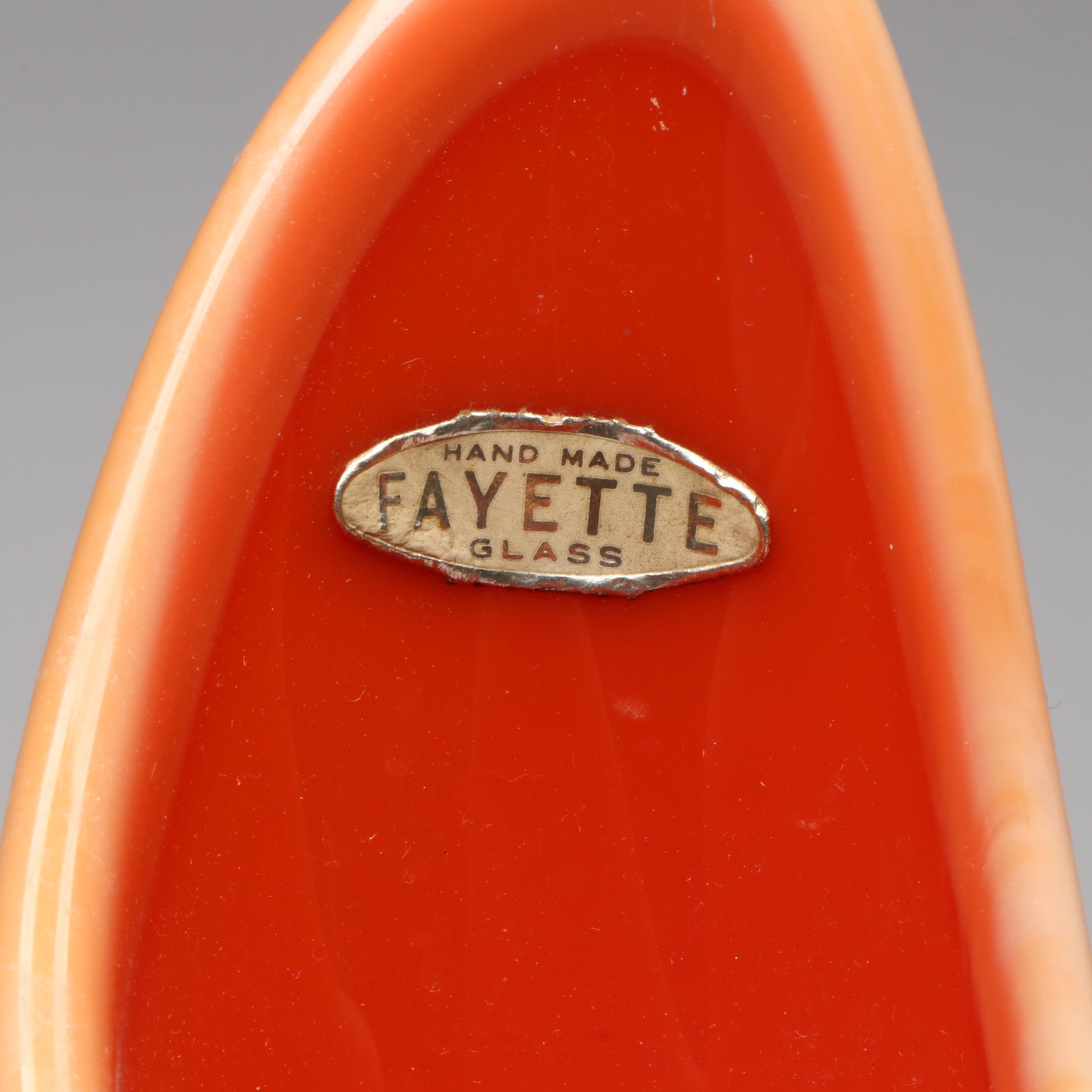 Fayette Glass Orange Swung Glass Vase, Mid-20th Century