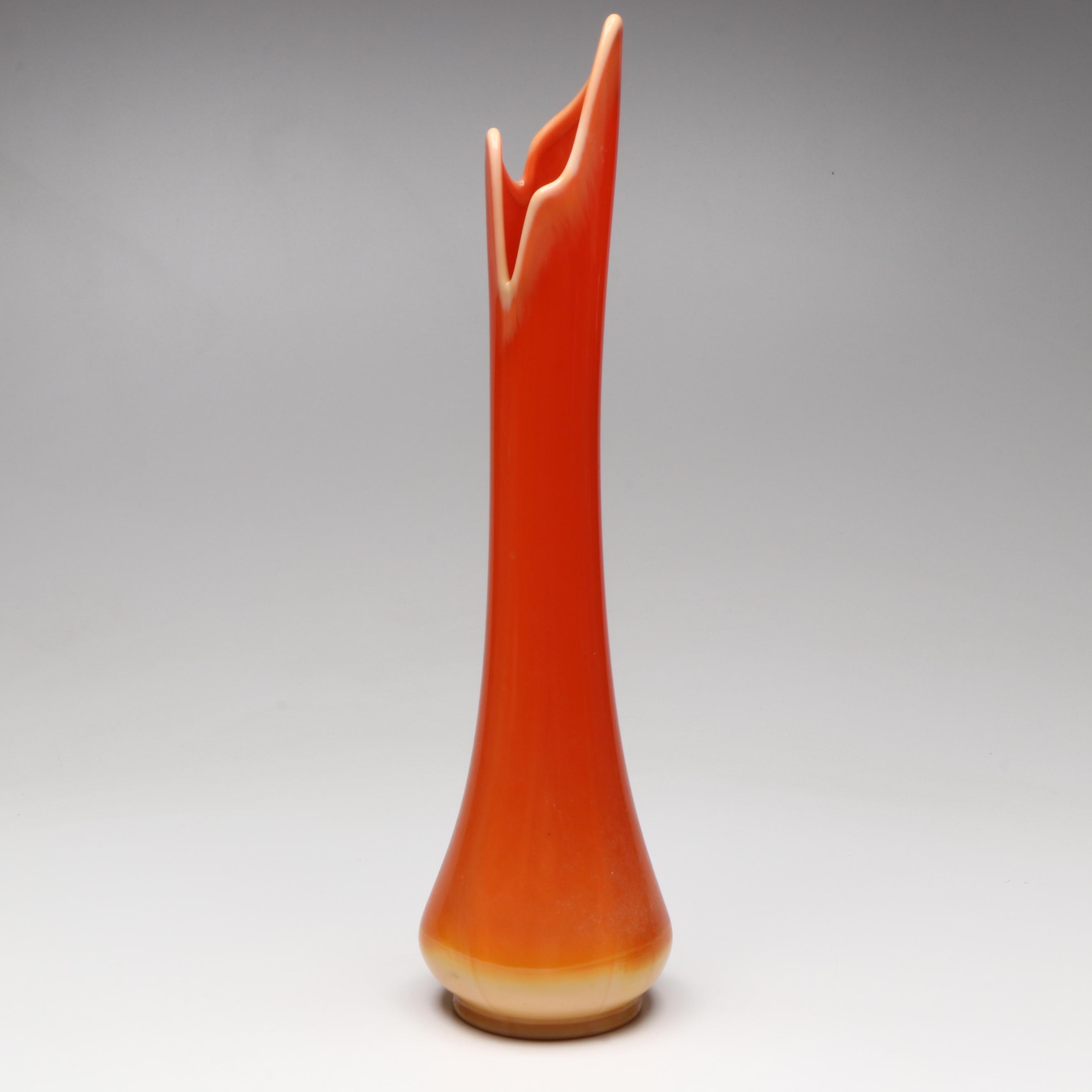 Fayette Glass Orange Swung Glass Vase, Mid-20th Century